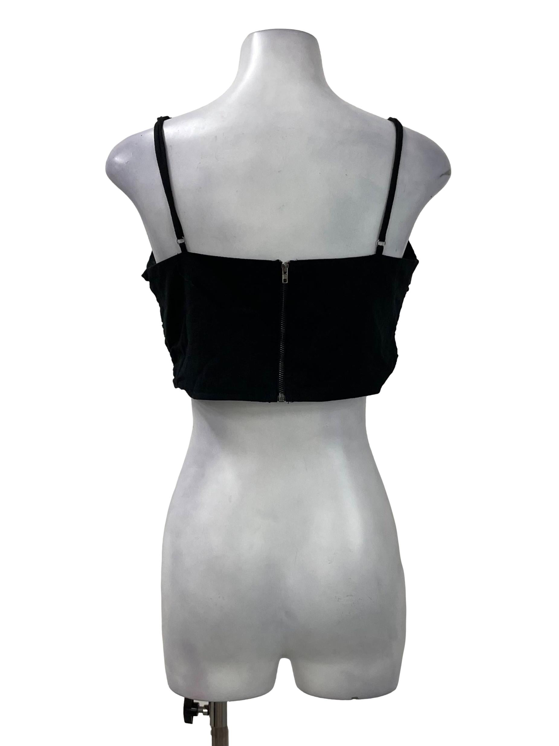 Black Ruched Sweetheart Crop Top