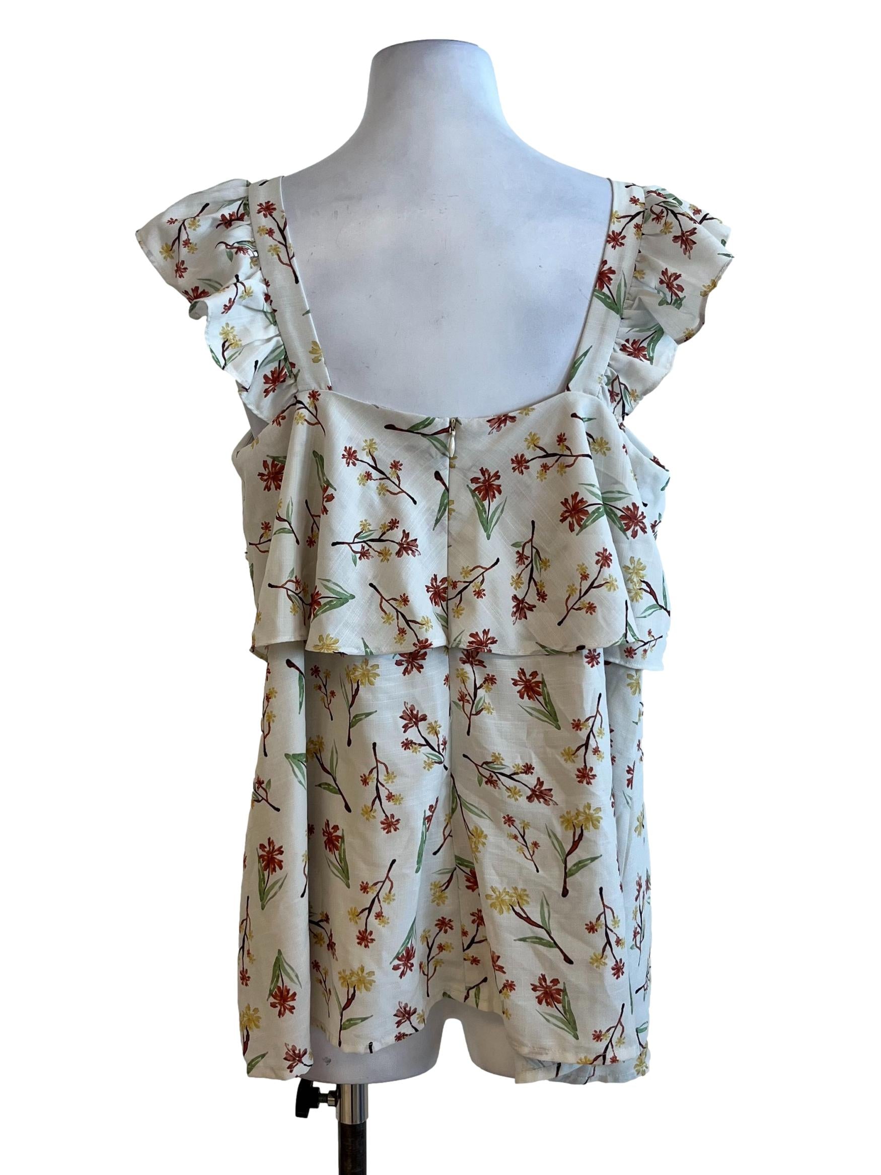 Beige Floral Pattern Blouse