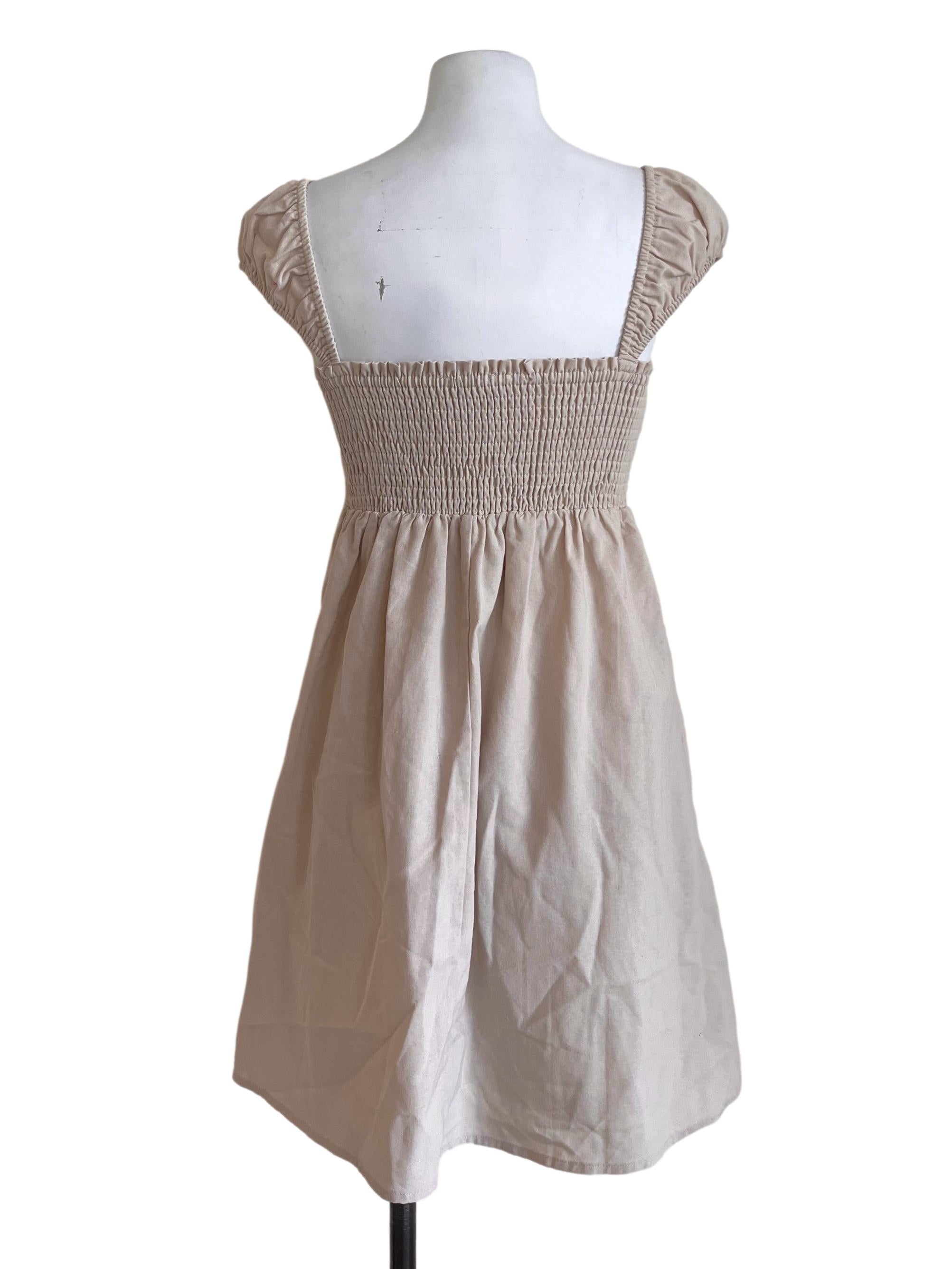 Flaxen Beige Empire Dress