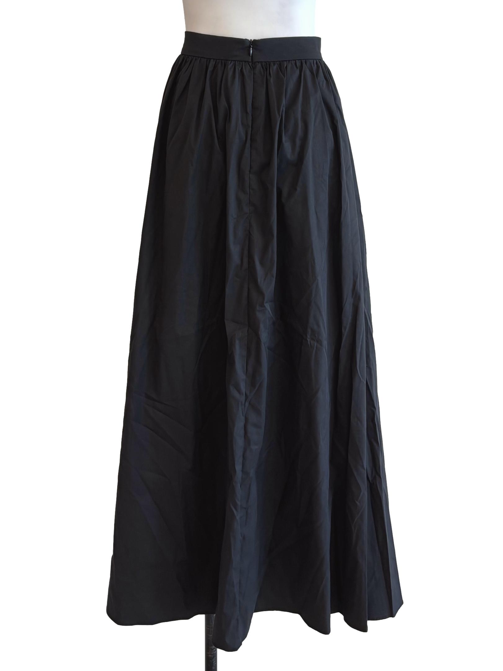 Jet Black A-Line Cotton Skirt LB