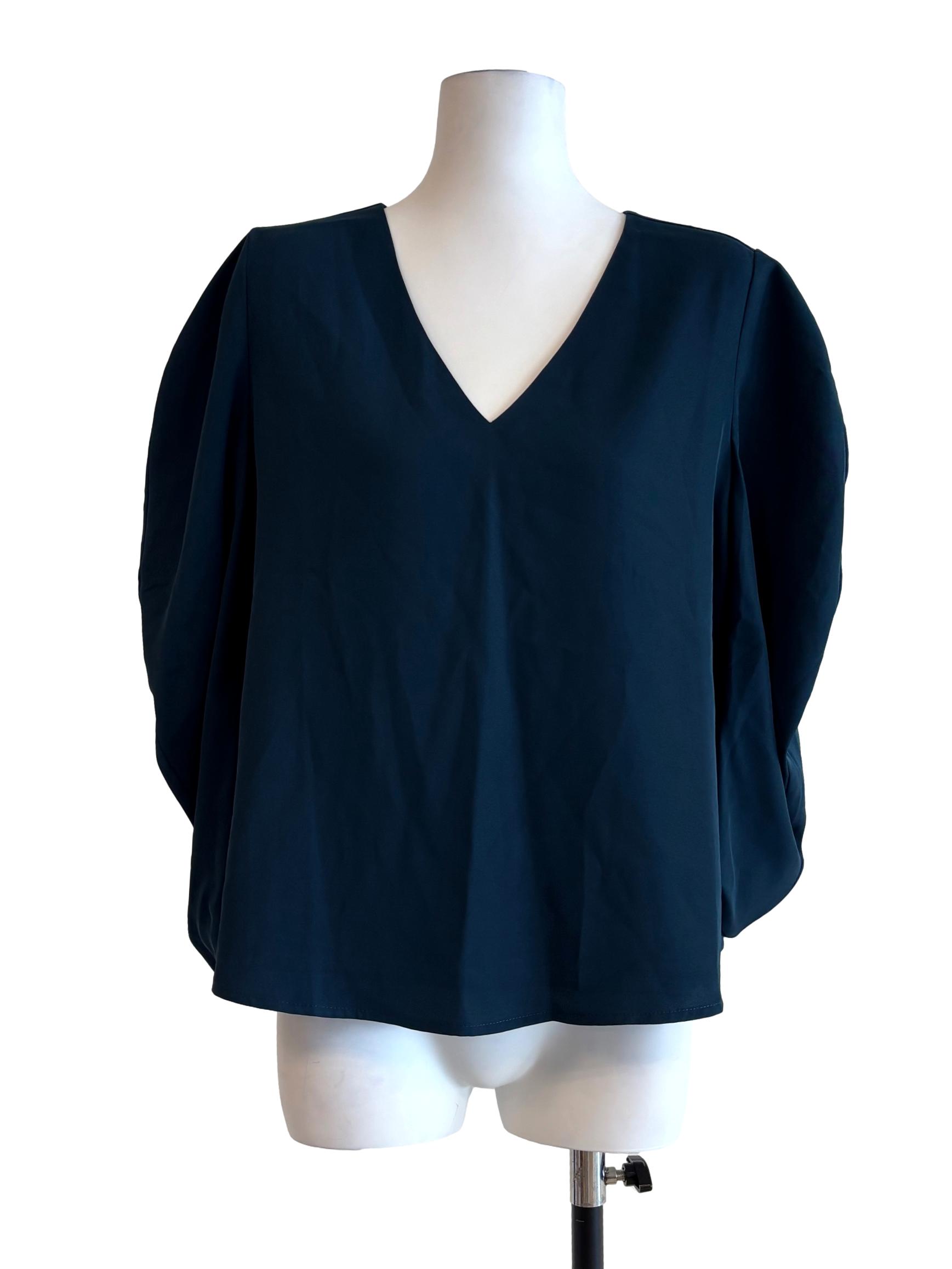 Celadon Blue V-Neck Blouse LB