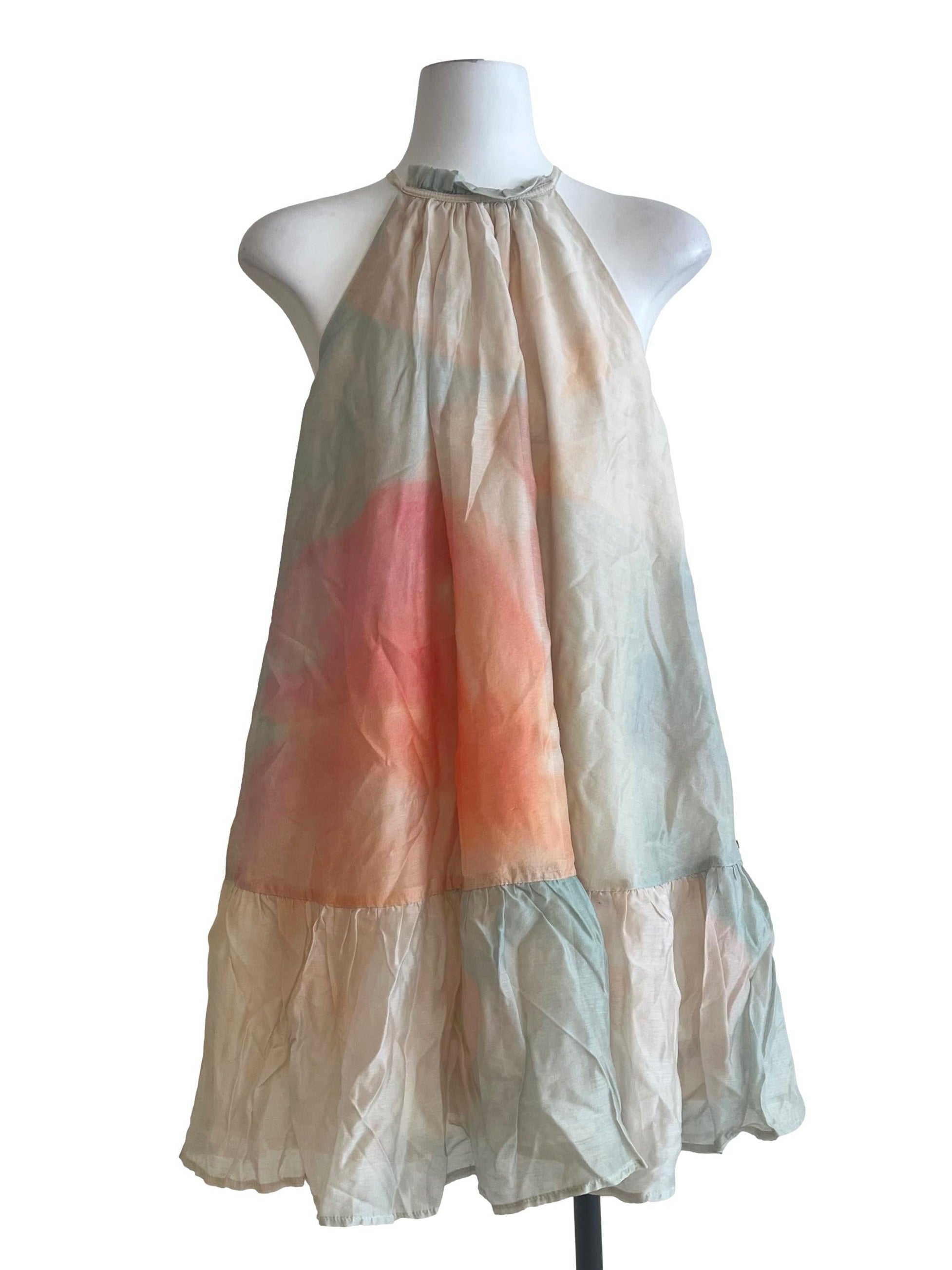 Off White Watercolour Print Dropwaist Dress