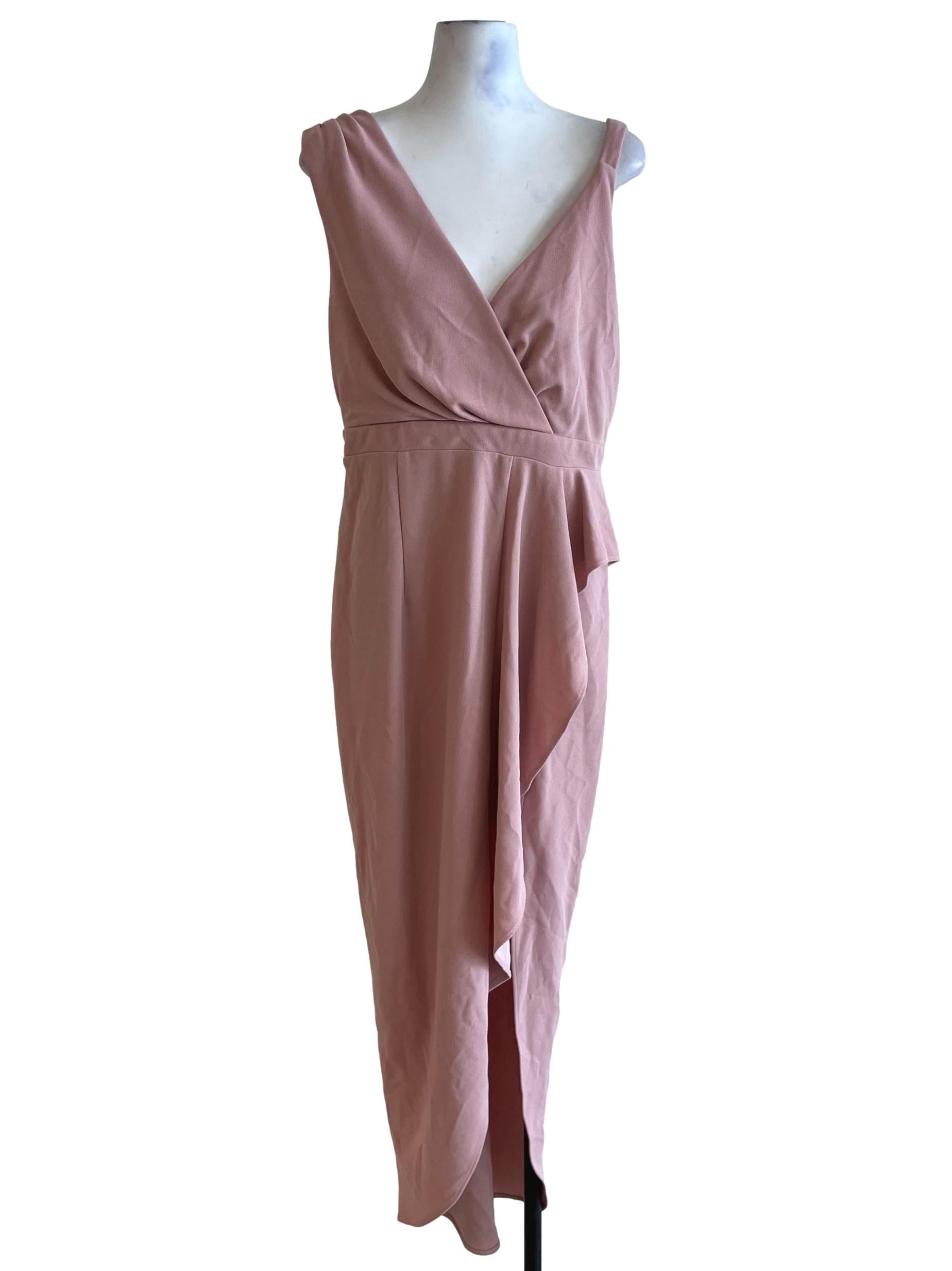 Blush Pink V-Neckline Babydoll Dress