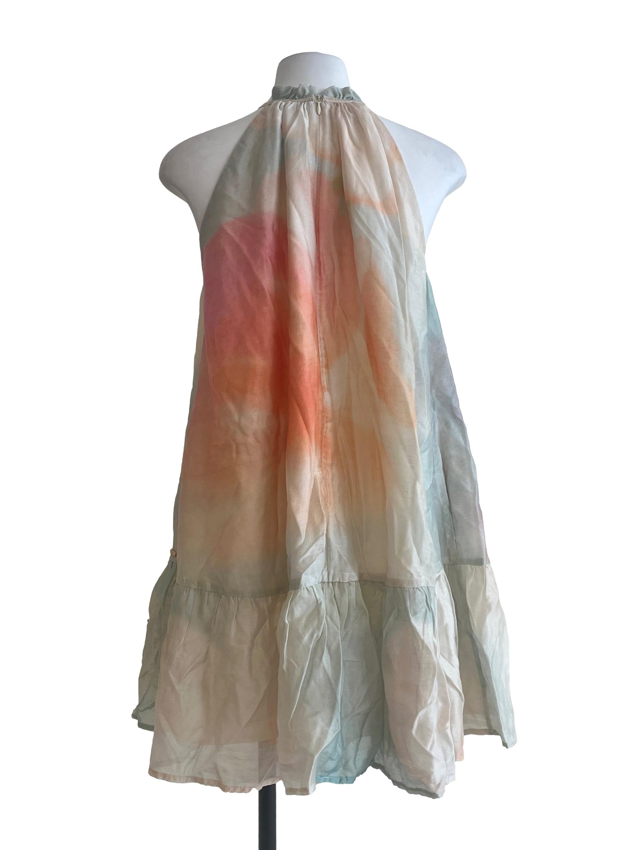 Off White Watercolour Print Dropwaist Dress