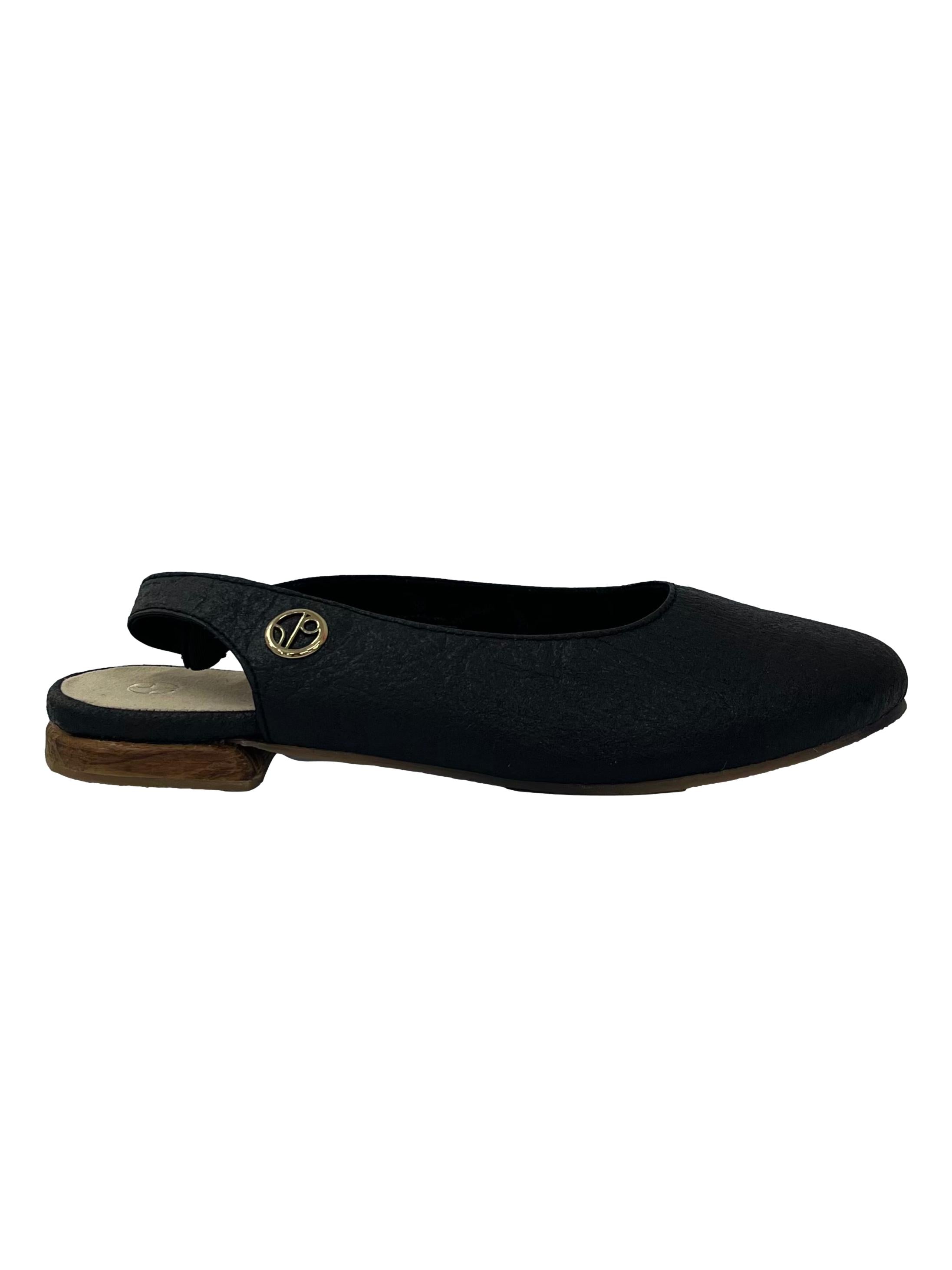 Charcoal Black Cannes Slingback Flat