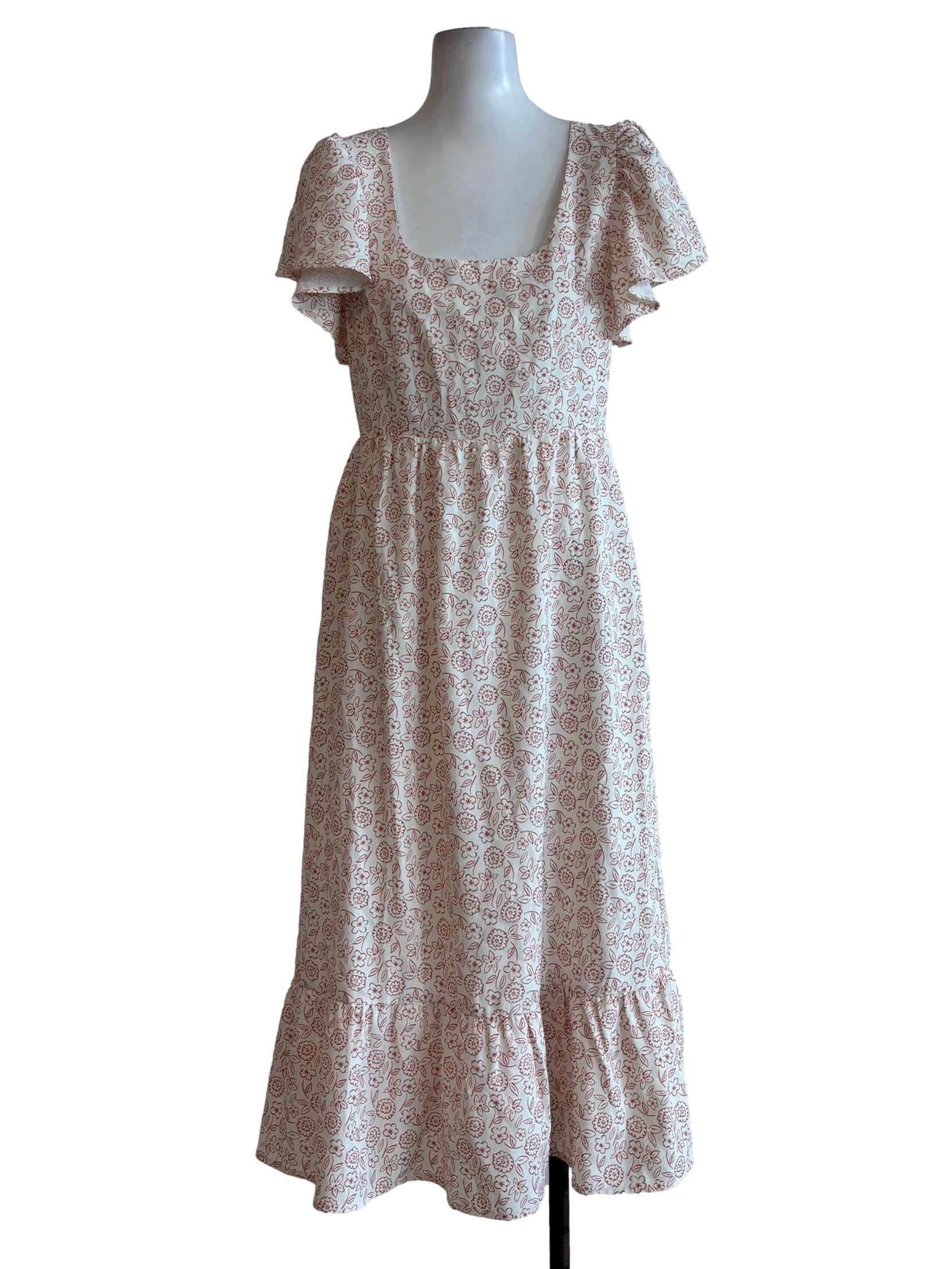 Apricot Orange Patterned Short Sleeve Dress