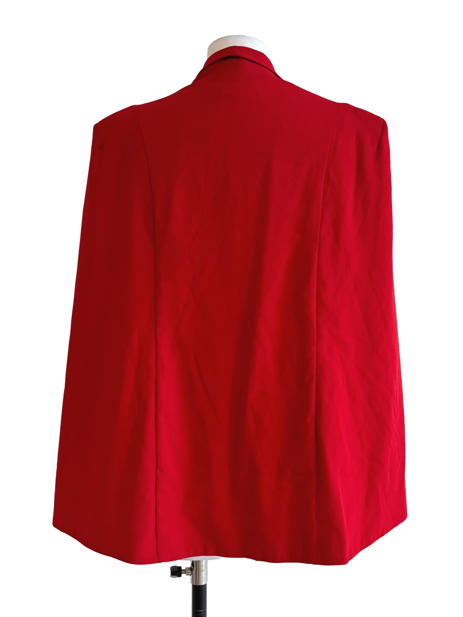 Fire Red Buttonless Cape Blazer LB