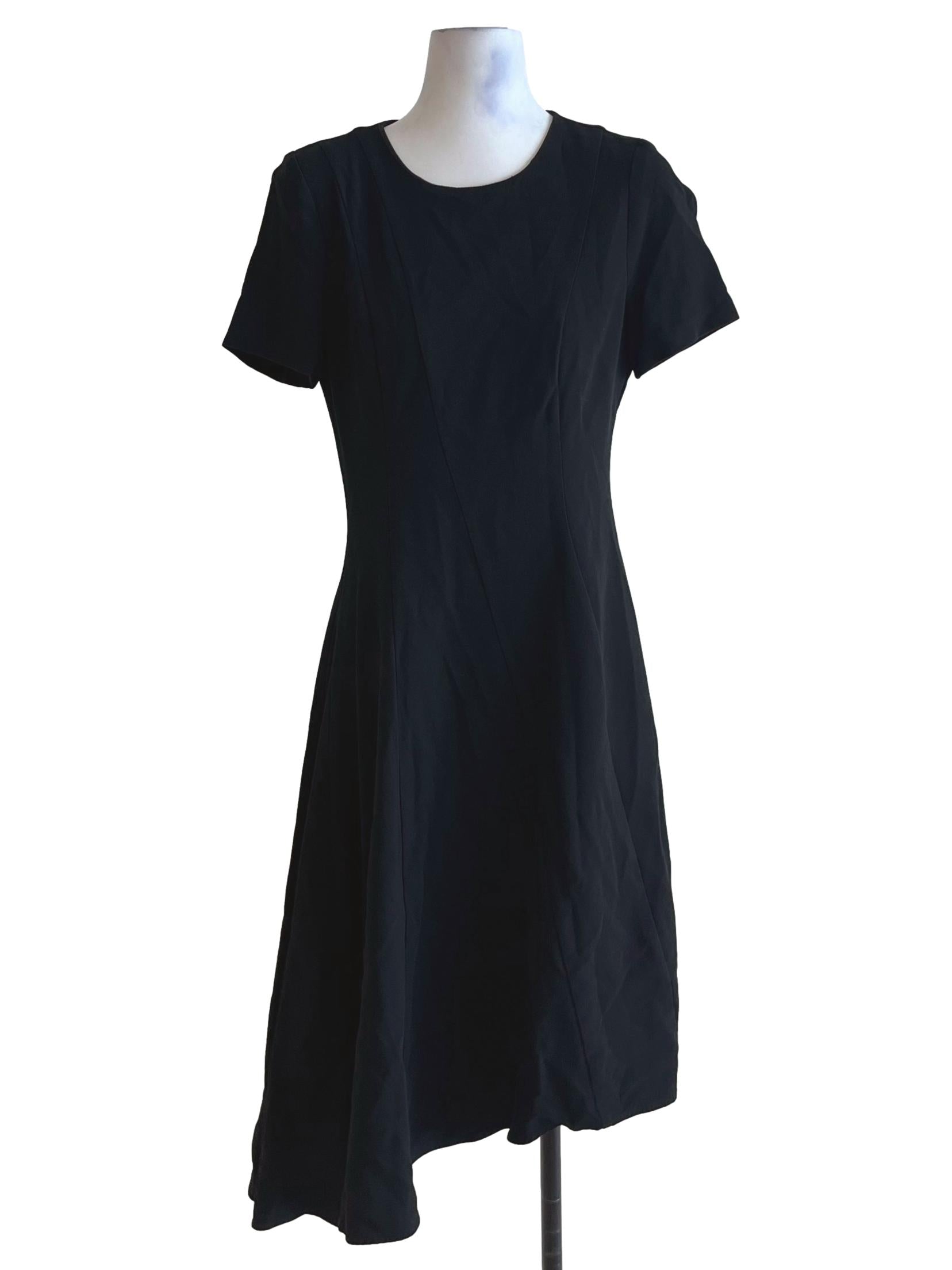 Black Round Neck Asymmetric Dress