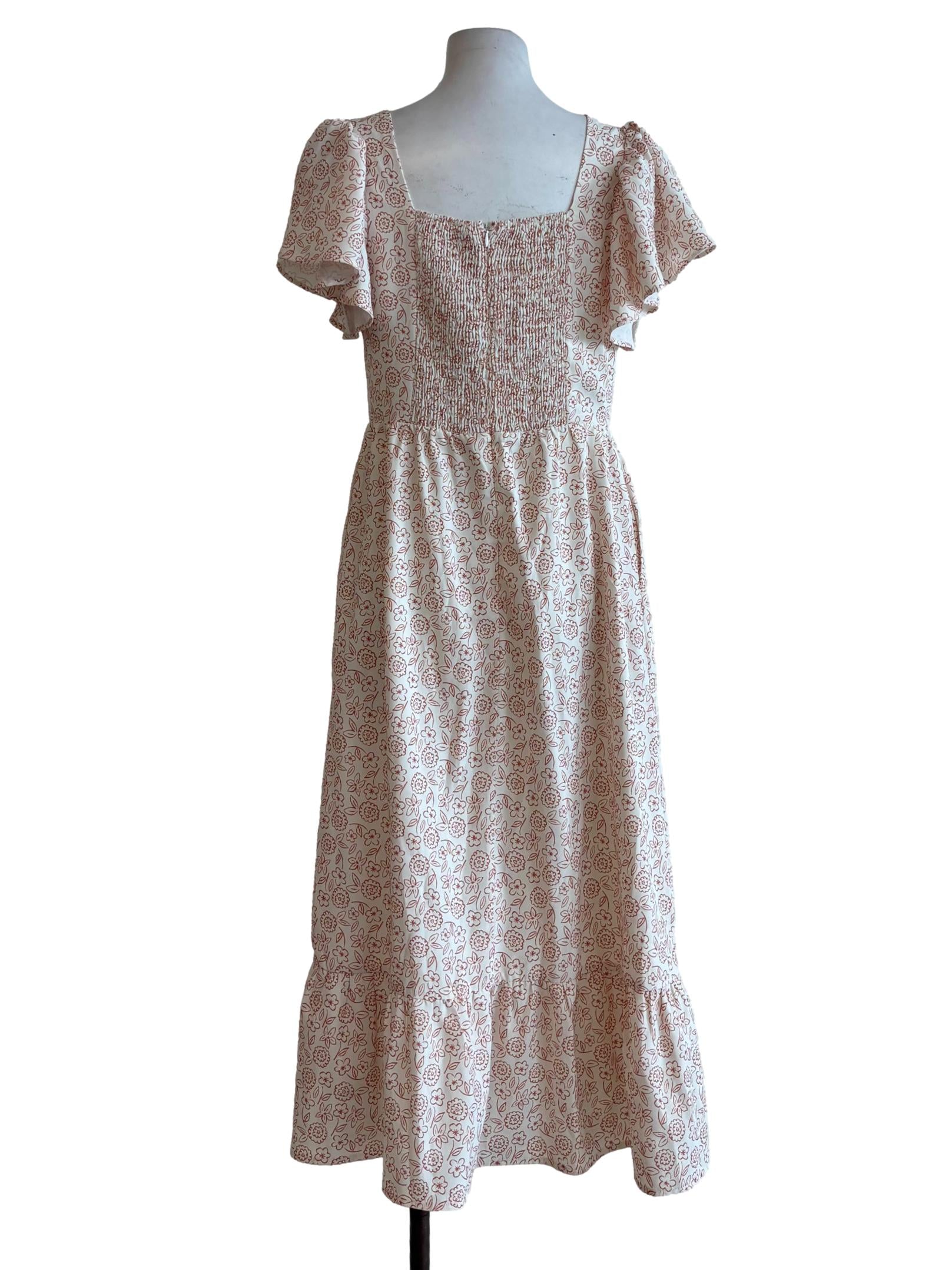 Apricot Orange Patterned Short Sleeve Dress