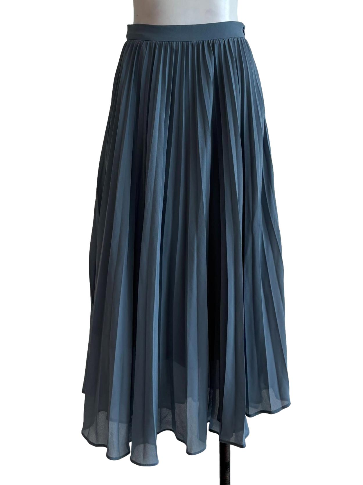 Aegean Blue Pleated Flare Skirt