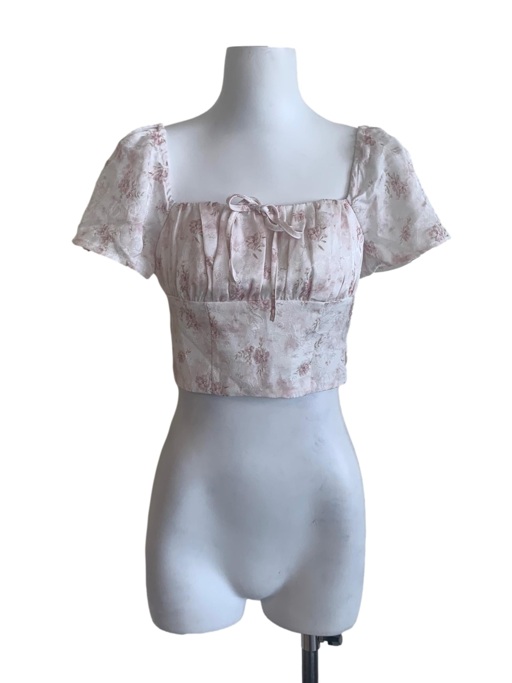 Lemonade Pink Flower Pattern Top