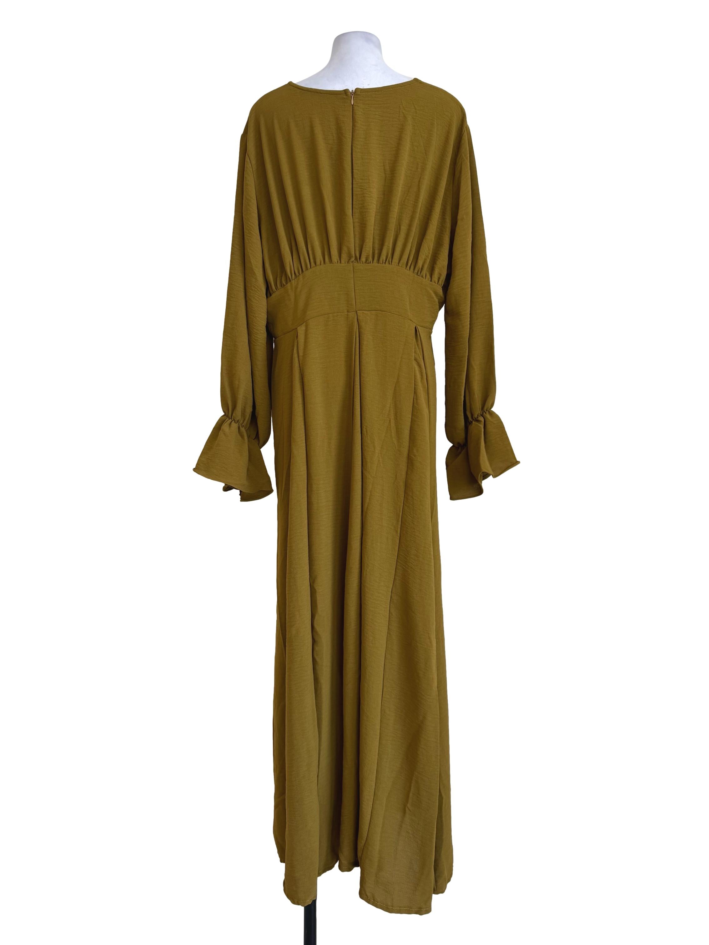 Chamois Green Long Sleeve Dress
