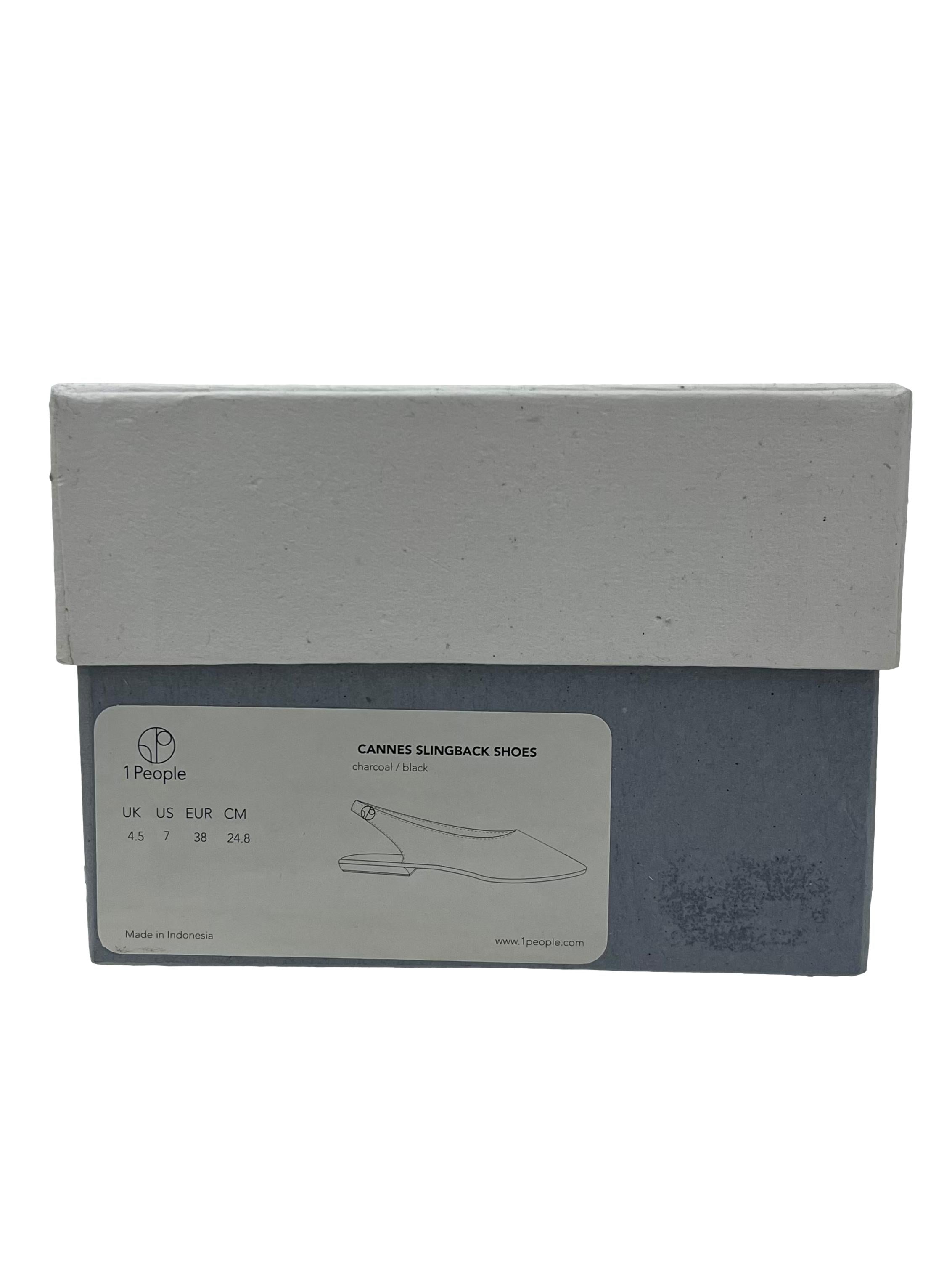 Charcoal Black Cannes Slingback Flat