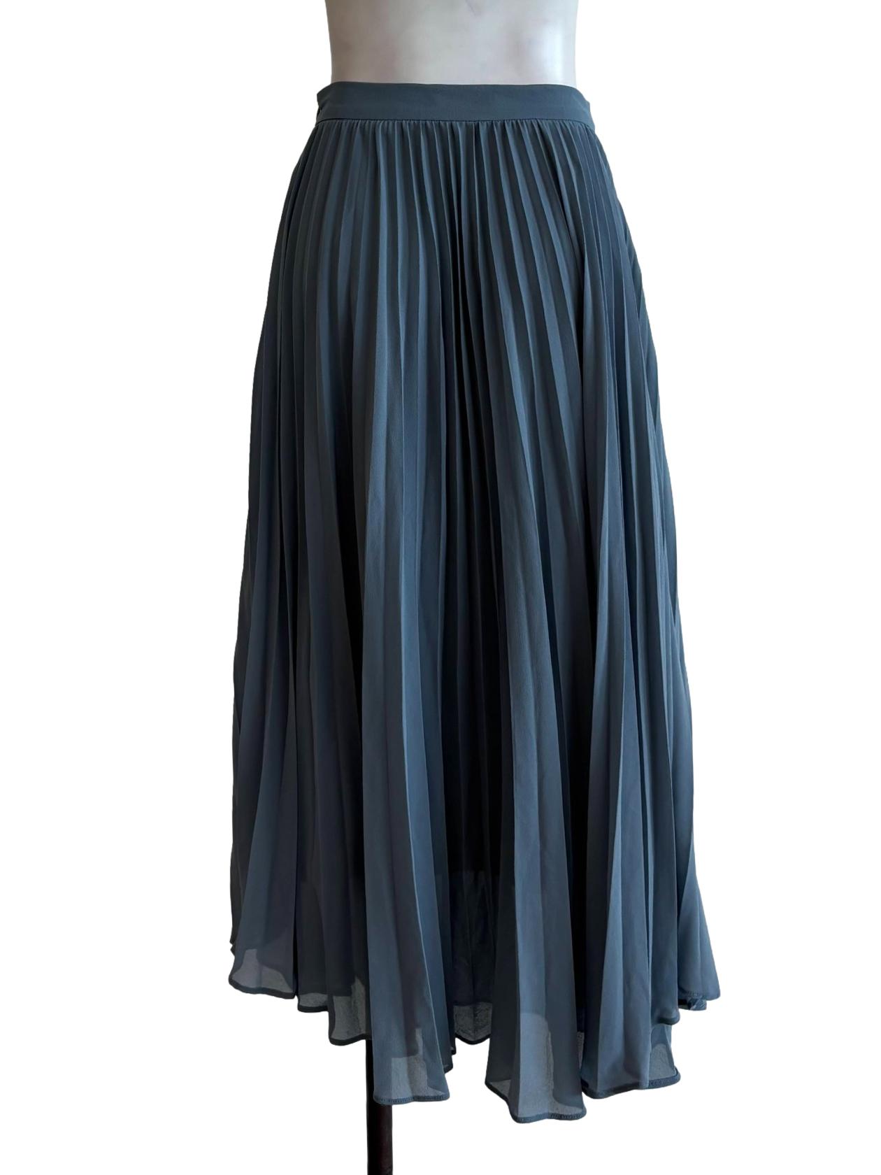 Aegean Blue Pleated Flare Skirt