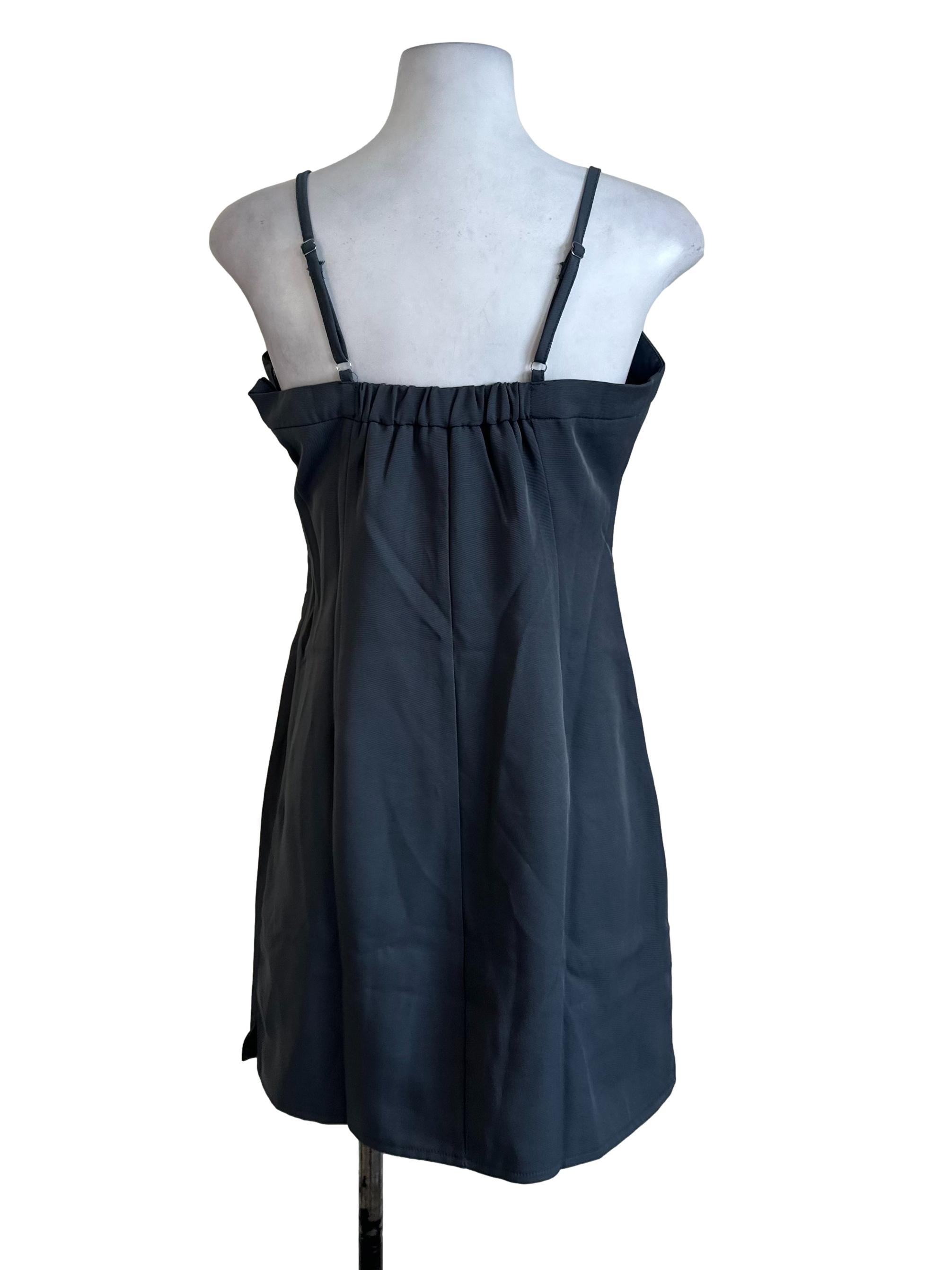 Dark Grey Square Neck Dress