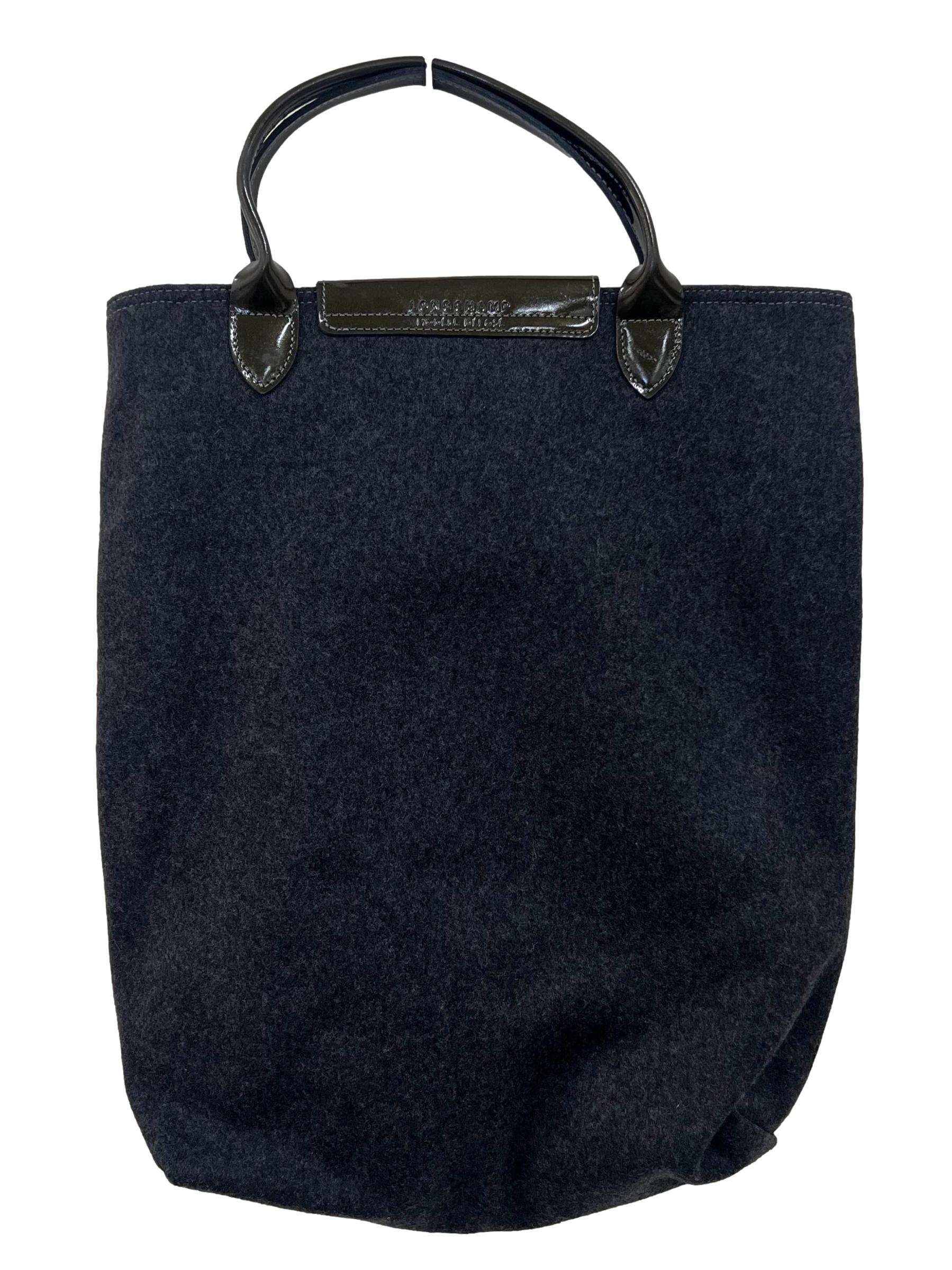 Grey Wool Le Pliage Logo Tote Bag