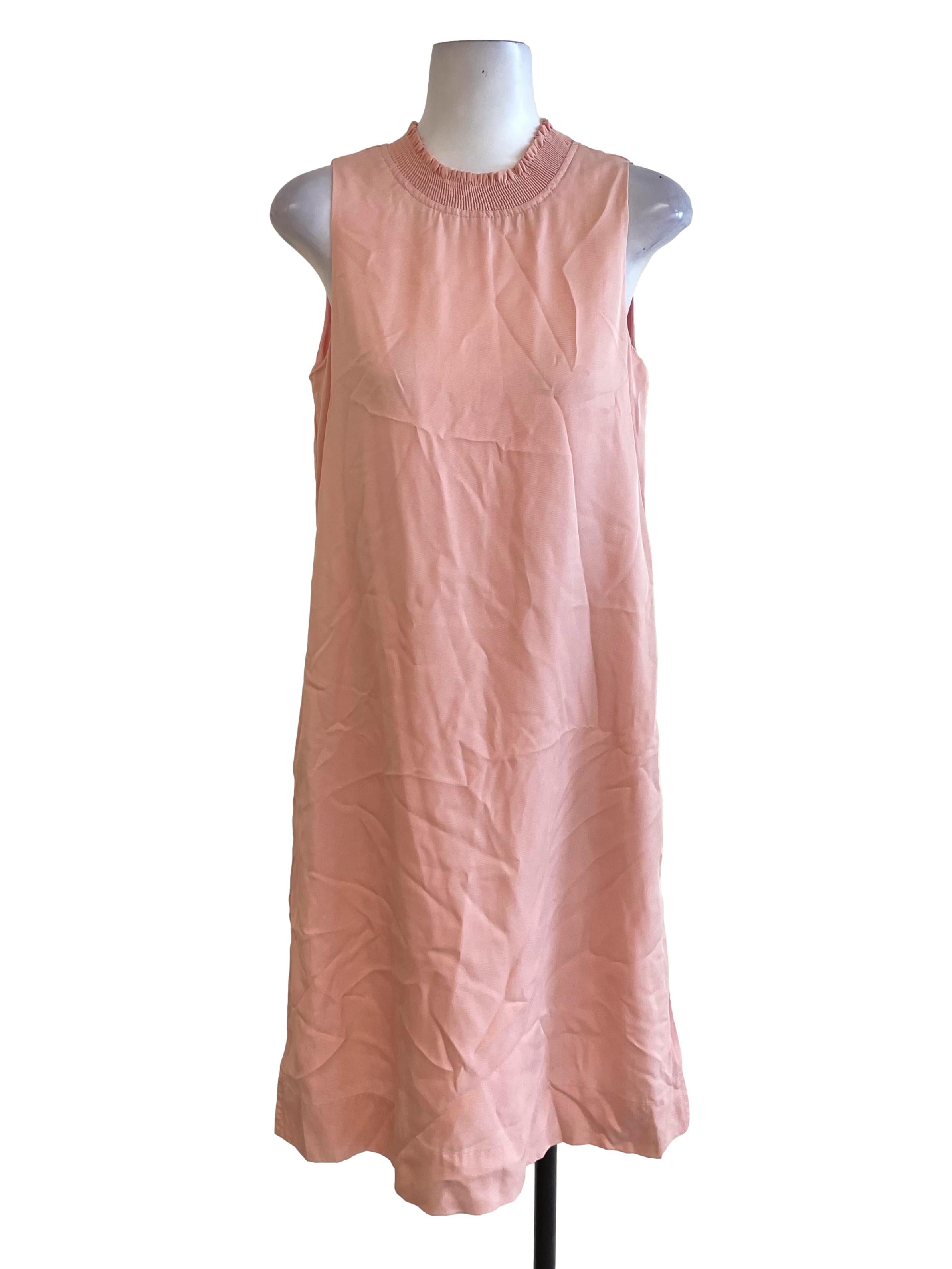 Baby Pink Shirred Neck  Dress