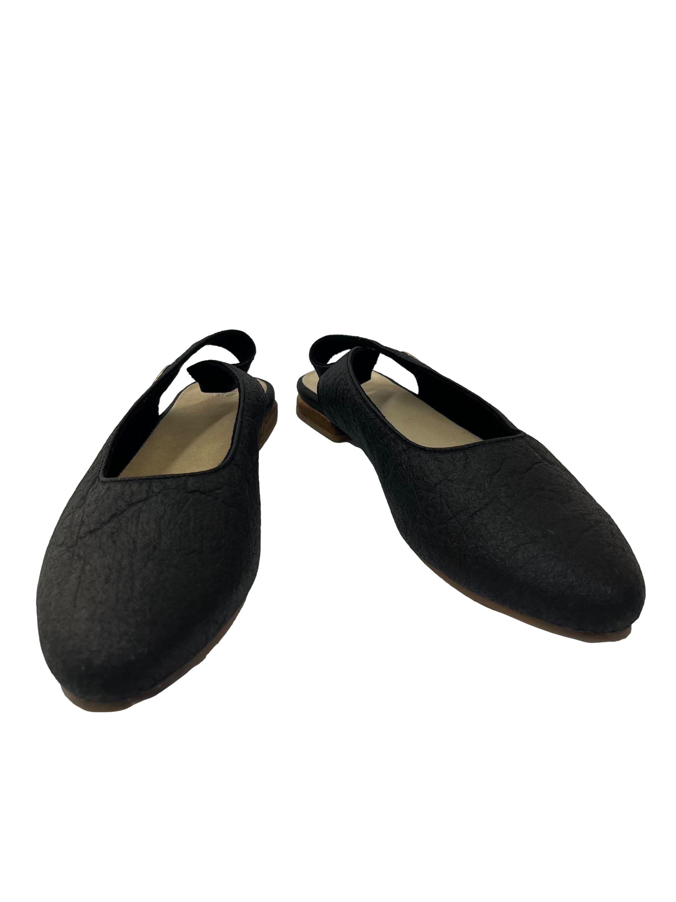 Charcoal Black Cannes Slingback Flat