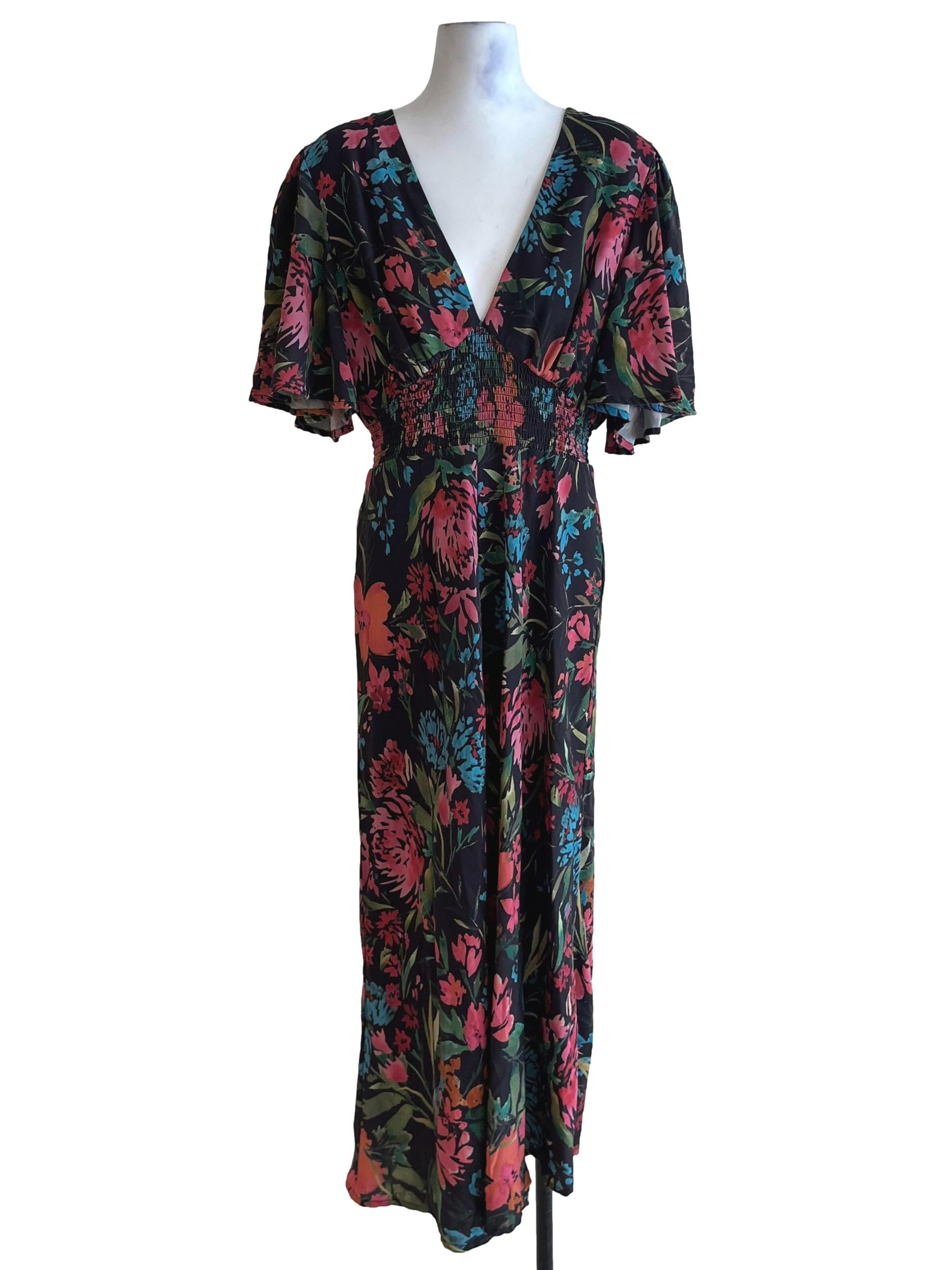 Black Abstract Empire Dress
