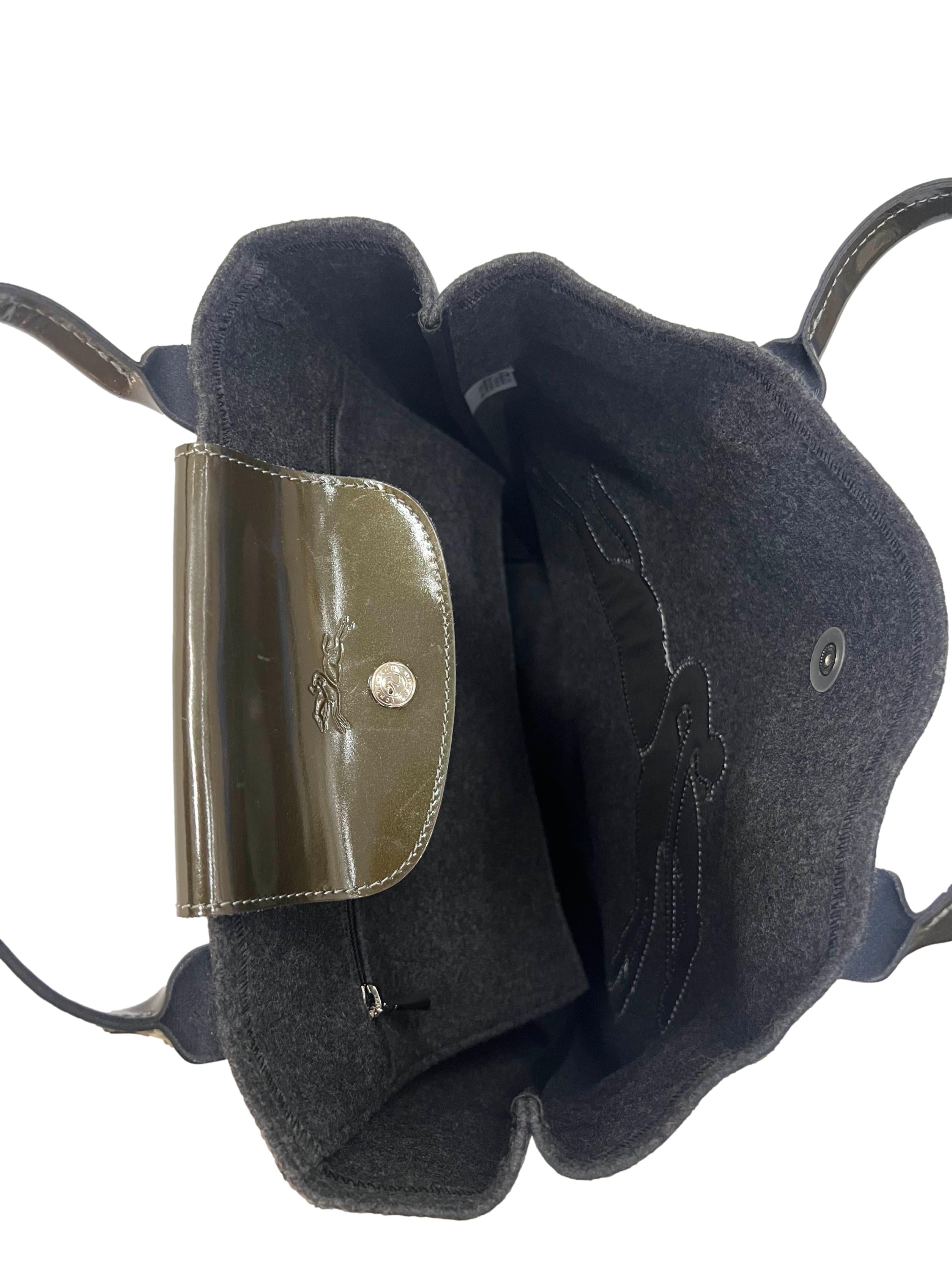 Grey Wool Le Pliage Logo Tote Bag