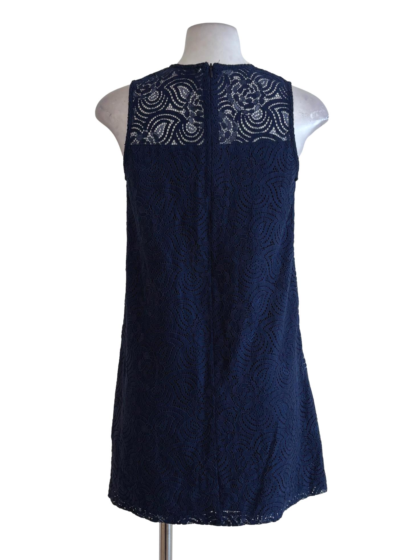 Navy Blue Floral Lace Dress