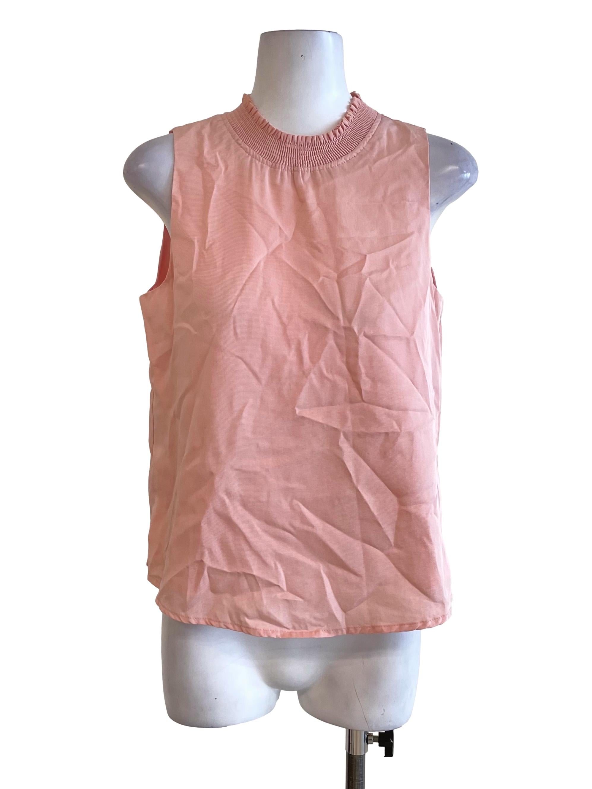 Baby Pink Shirred Neck Top