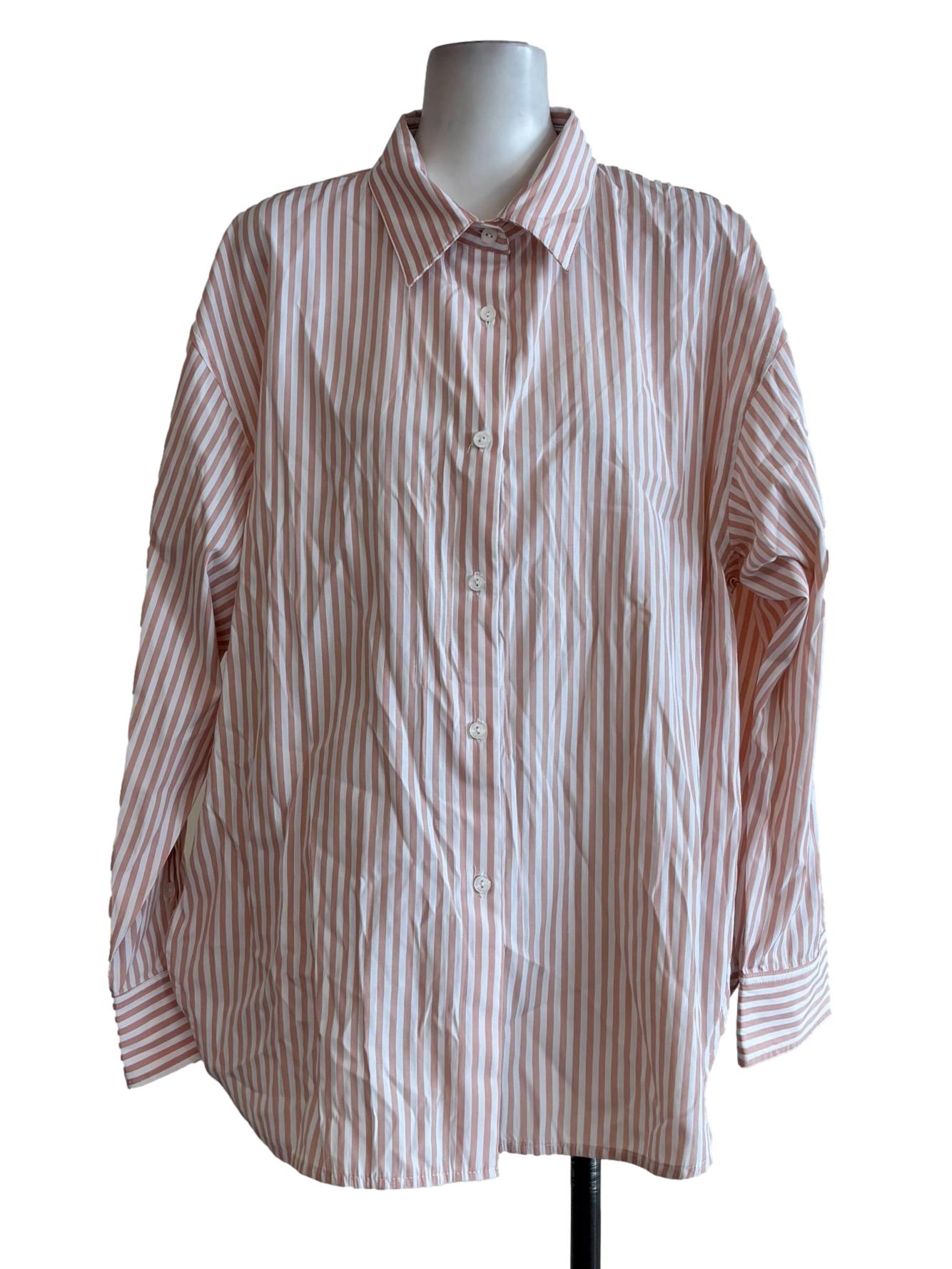 Peach Pink Long Sleeve Collared Shirt