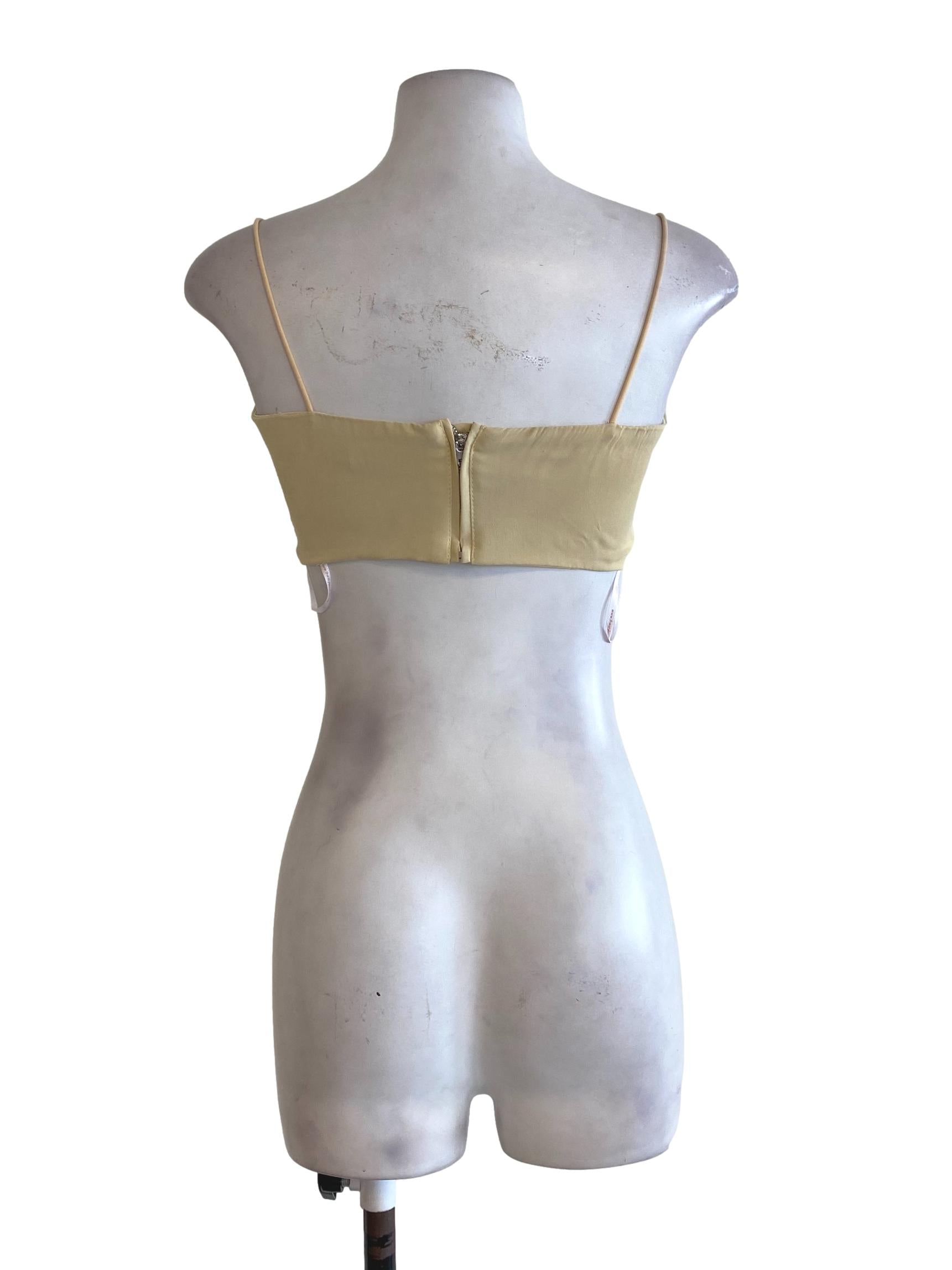 Yellow Pleated Crop Top