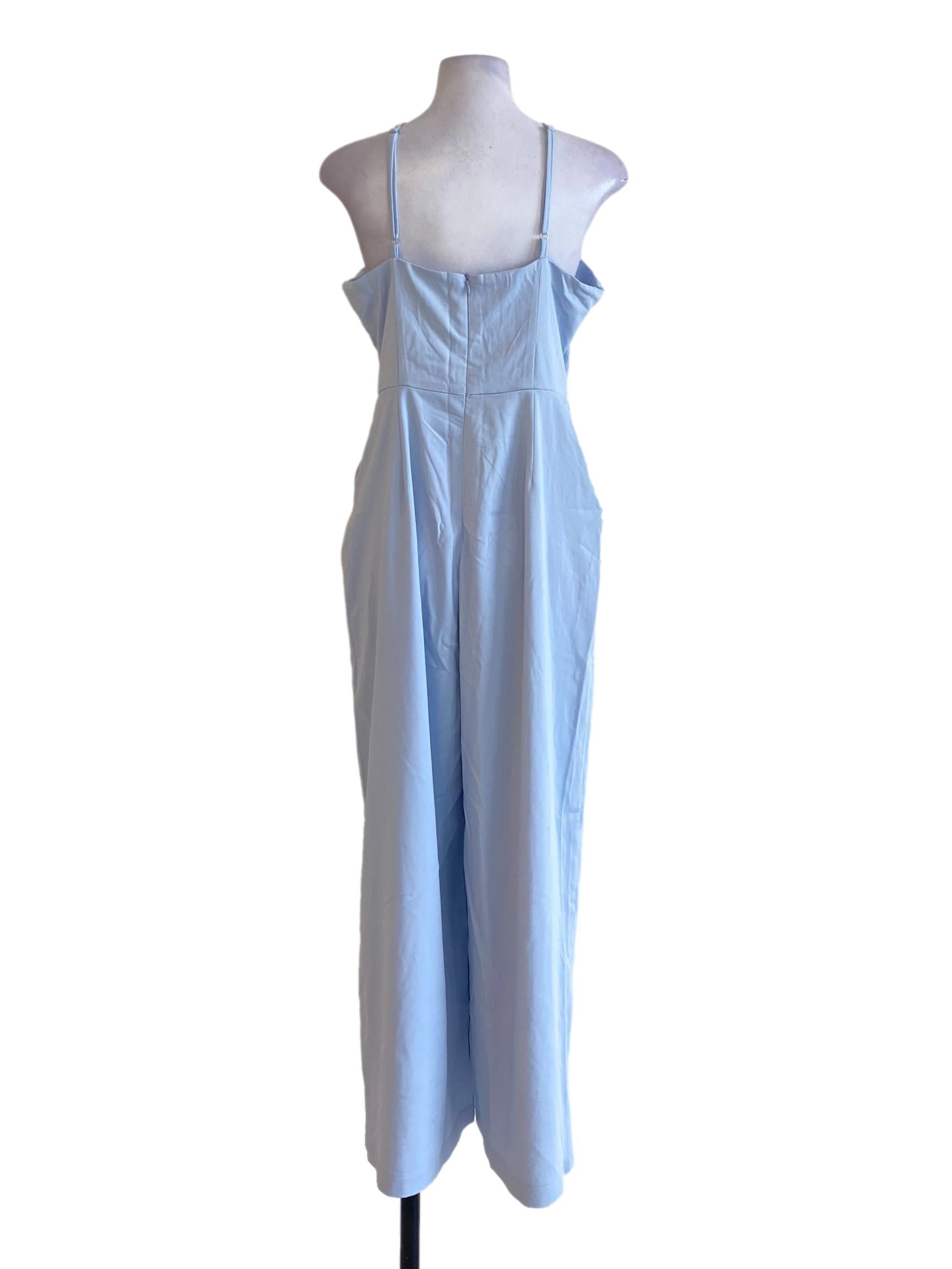 Light Sky Blue Halter Neck Loose Jumpsuit