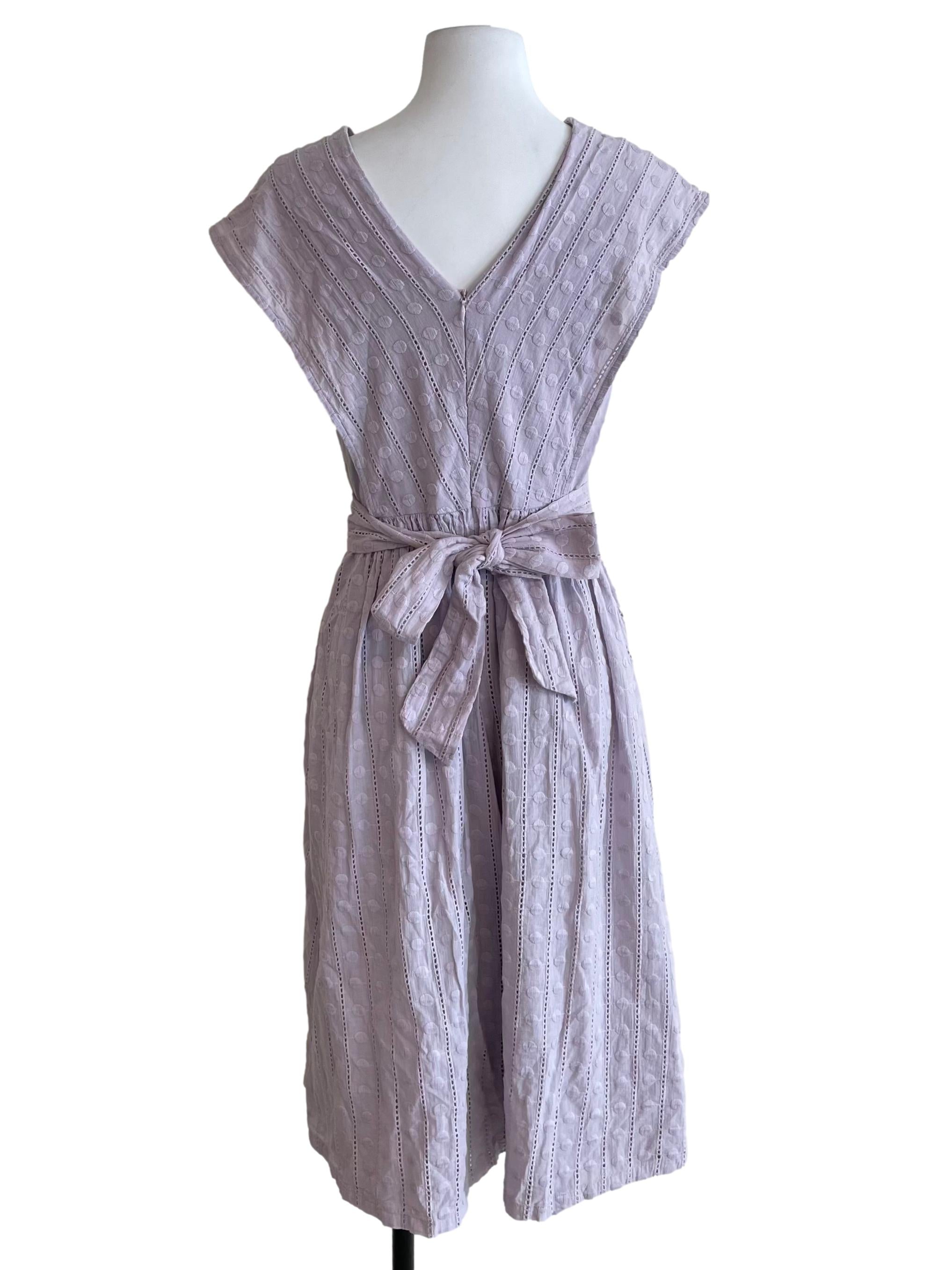 Lilac Eyelet V Neck Dress