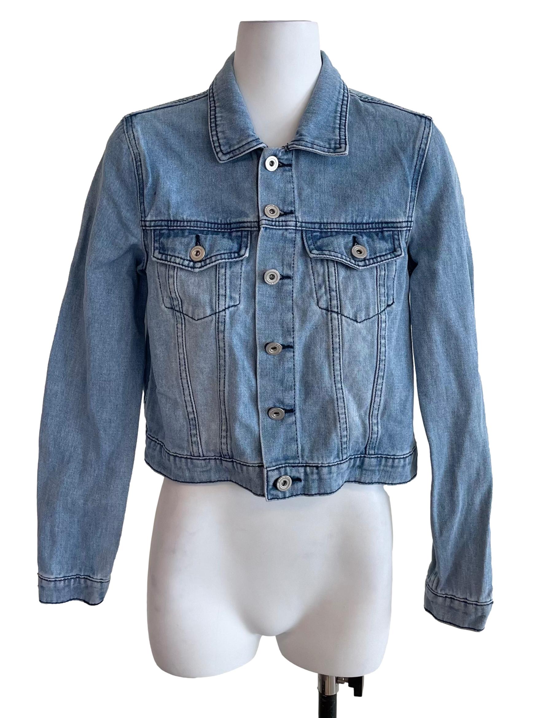Ash Blue Crop Denim Jacket