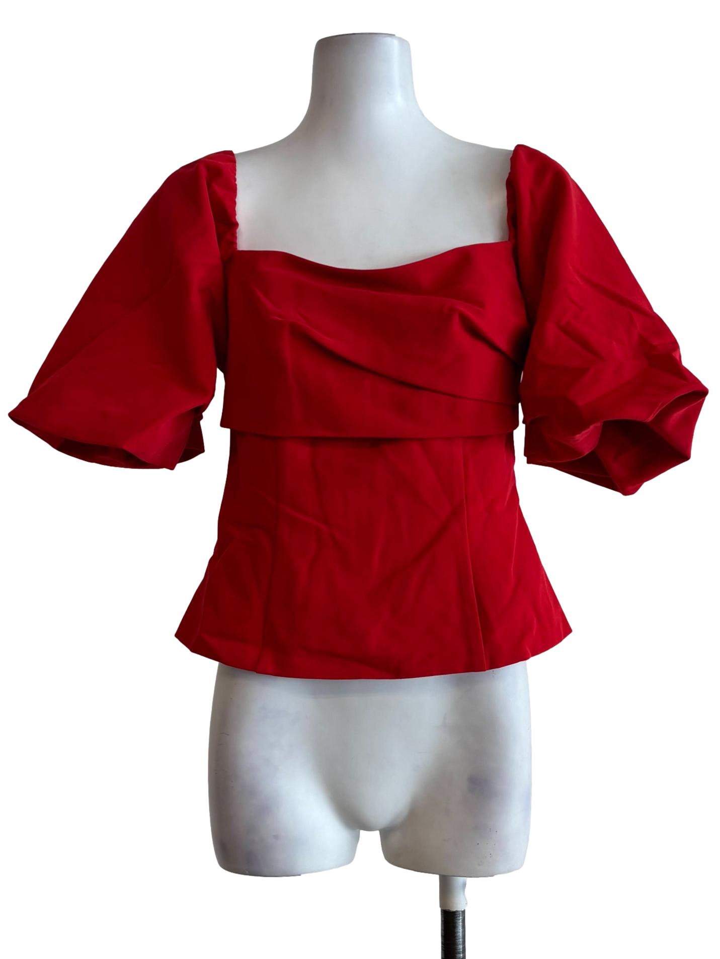 Fire Red Puff Sleeve Top