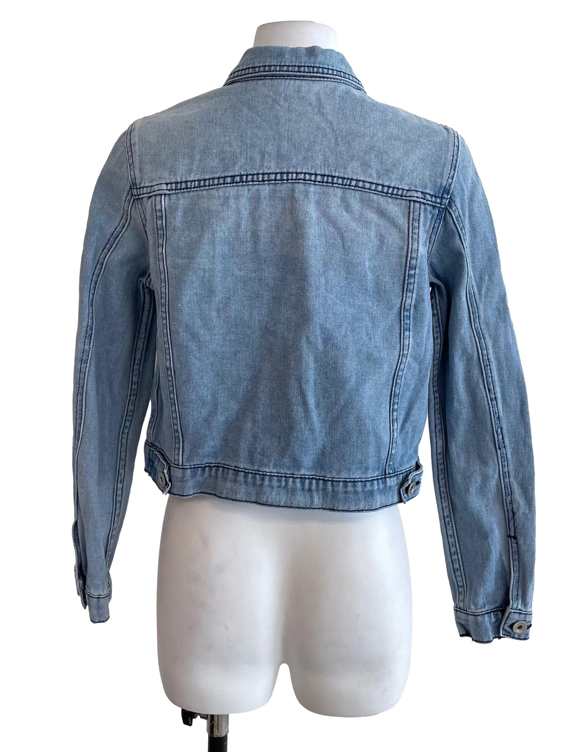 Ash Blue Crop Denim Jacket