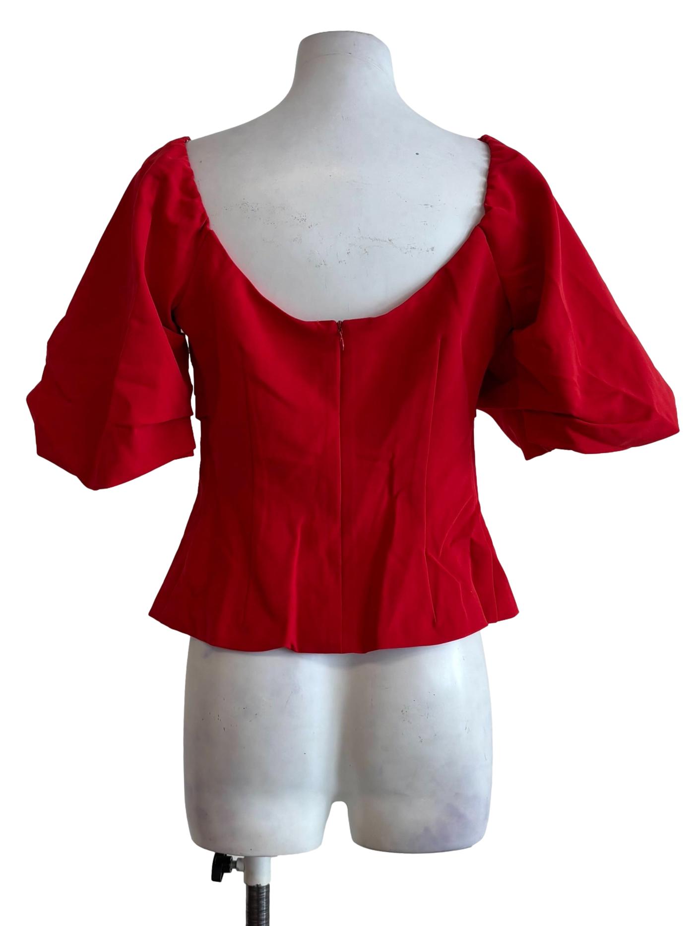 Fire Red Puff Sleeve Top