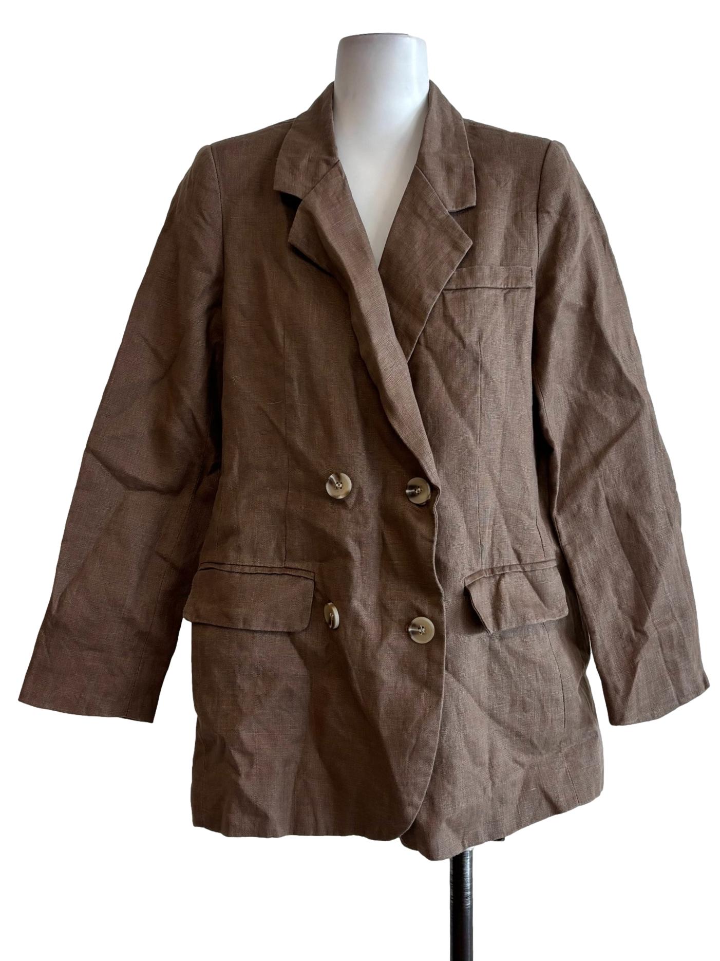 Mocha Brown Linen Blazer