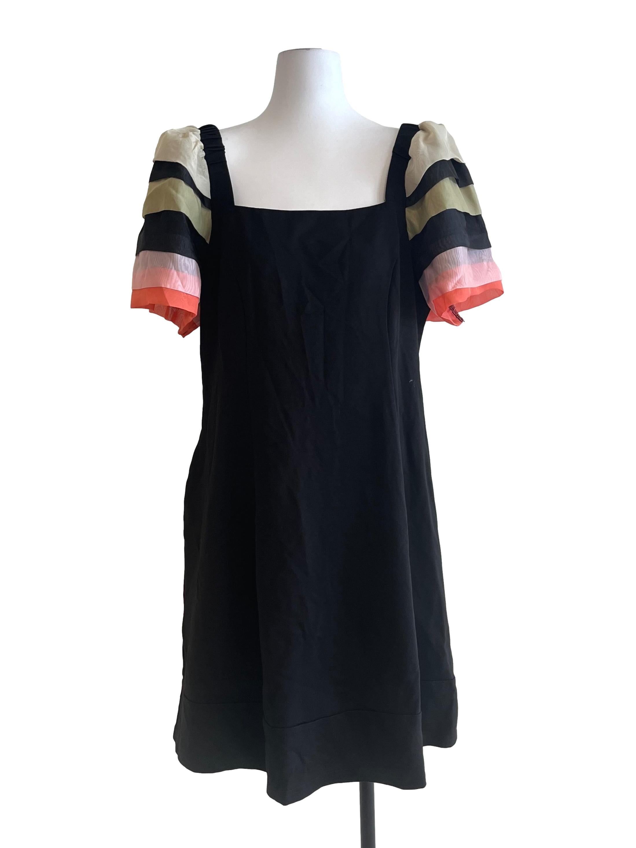 Onyx Black Colourful Sleeves Dress