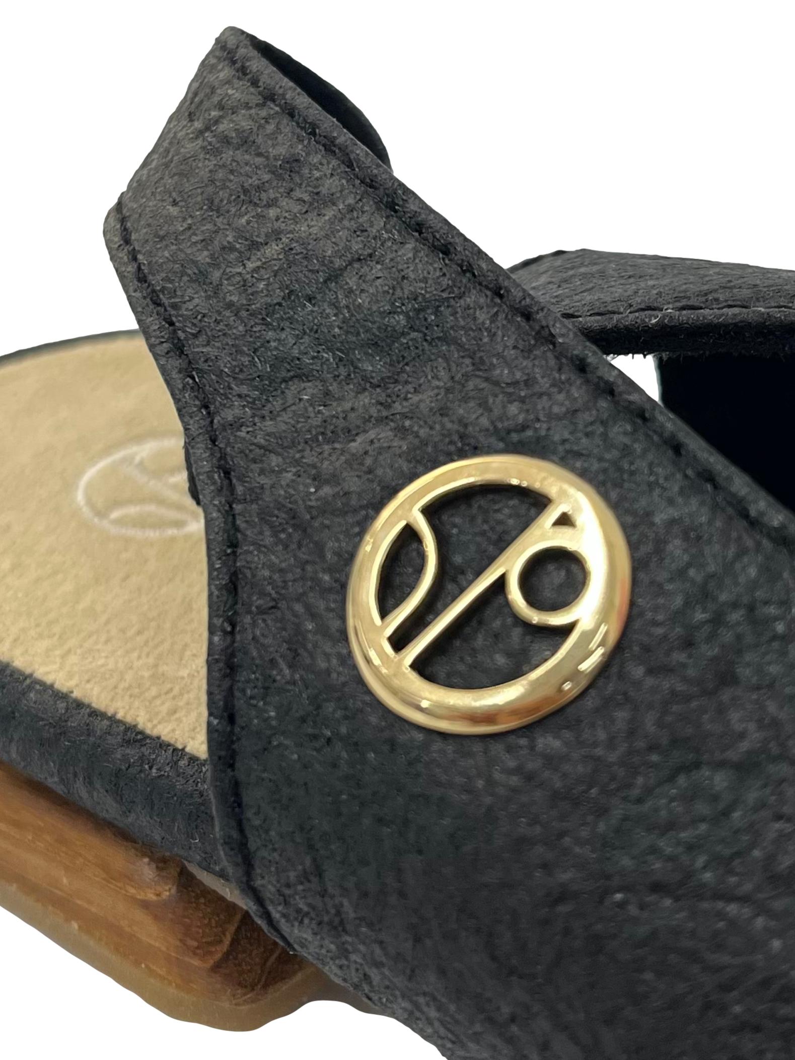 Charcoal Black Cannes Slingback Flat