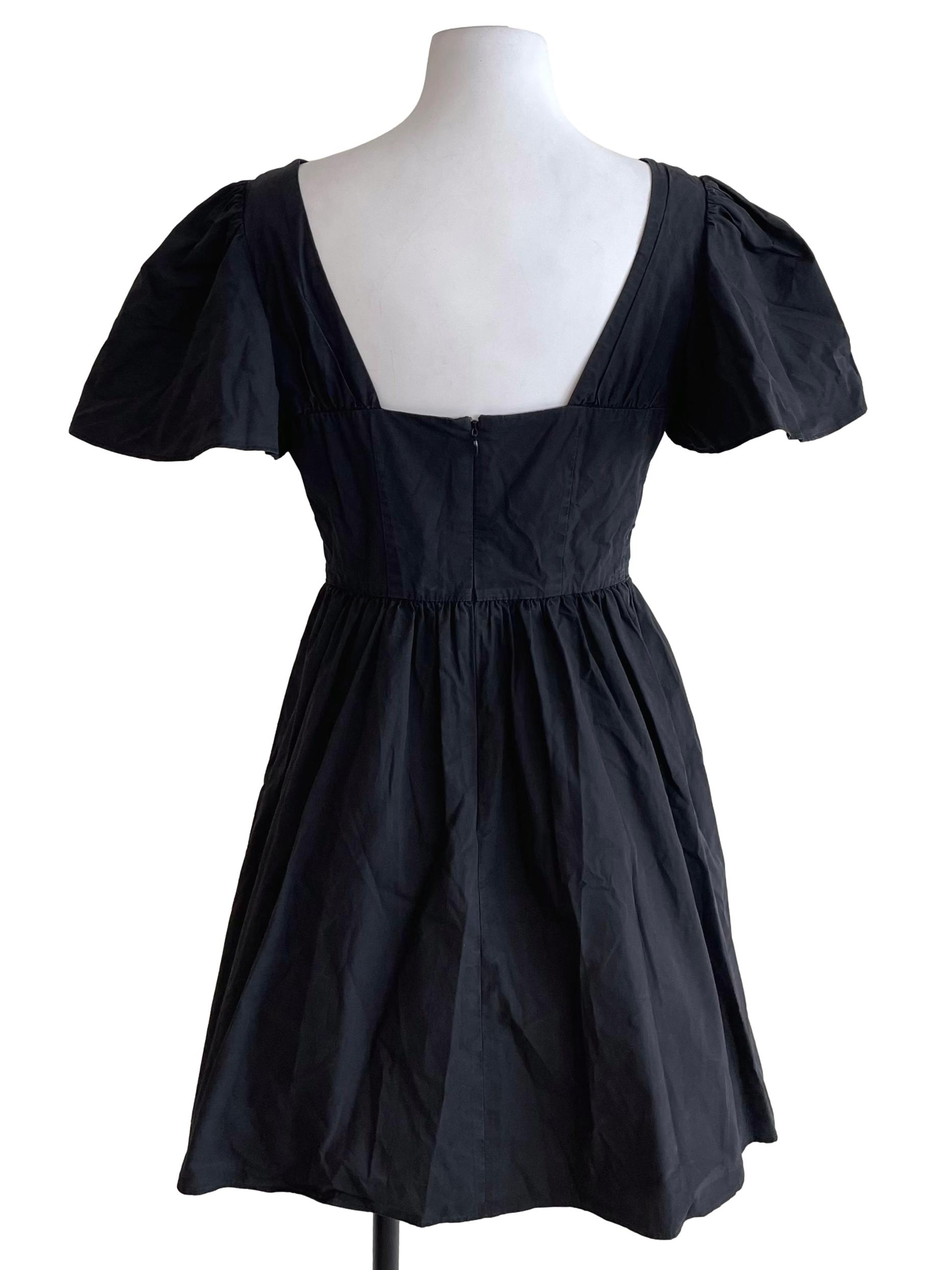 Black Butterfly Sleeves A-Line Dress