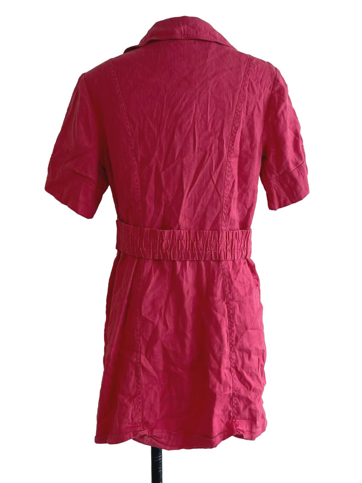 Hot Pink Notched Neckline Empire Dress