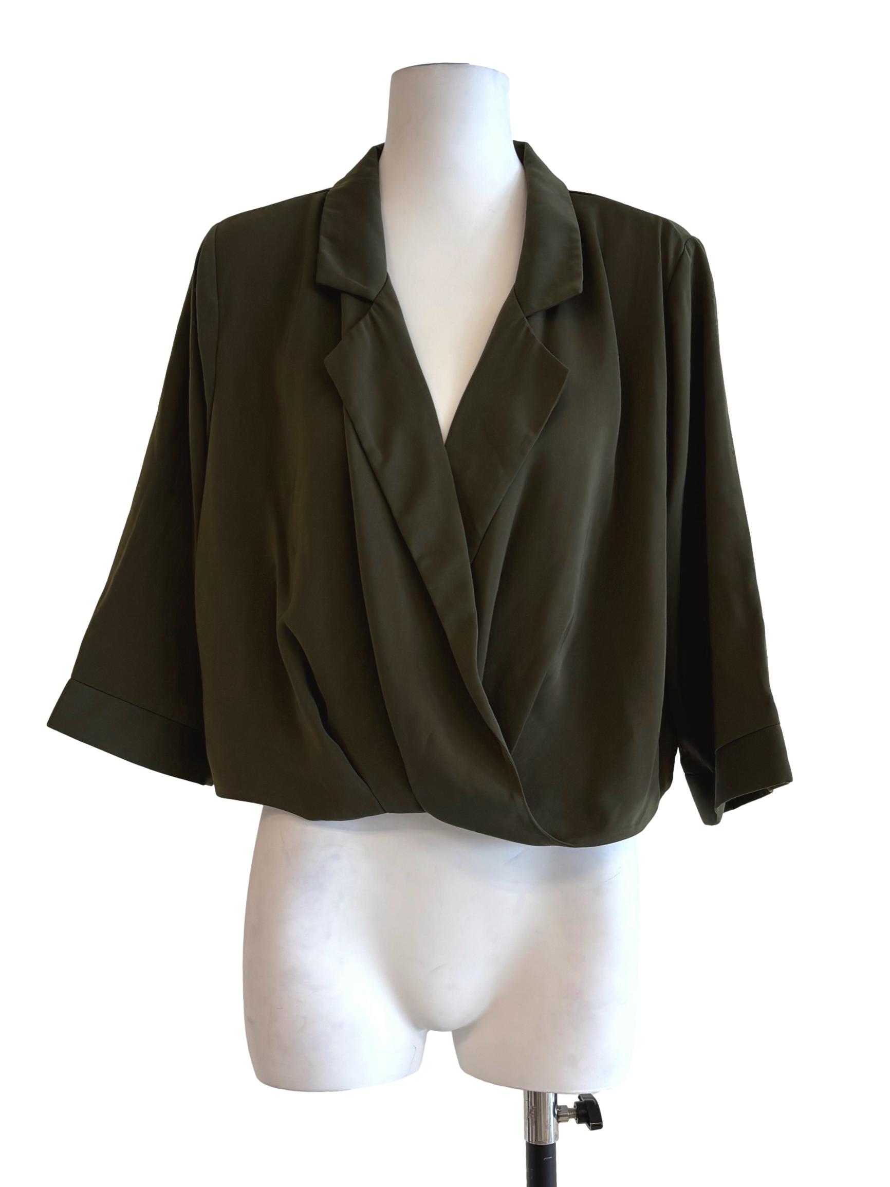 Olive Green Surplice Blouse LB