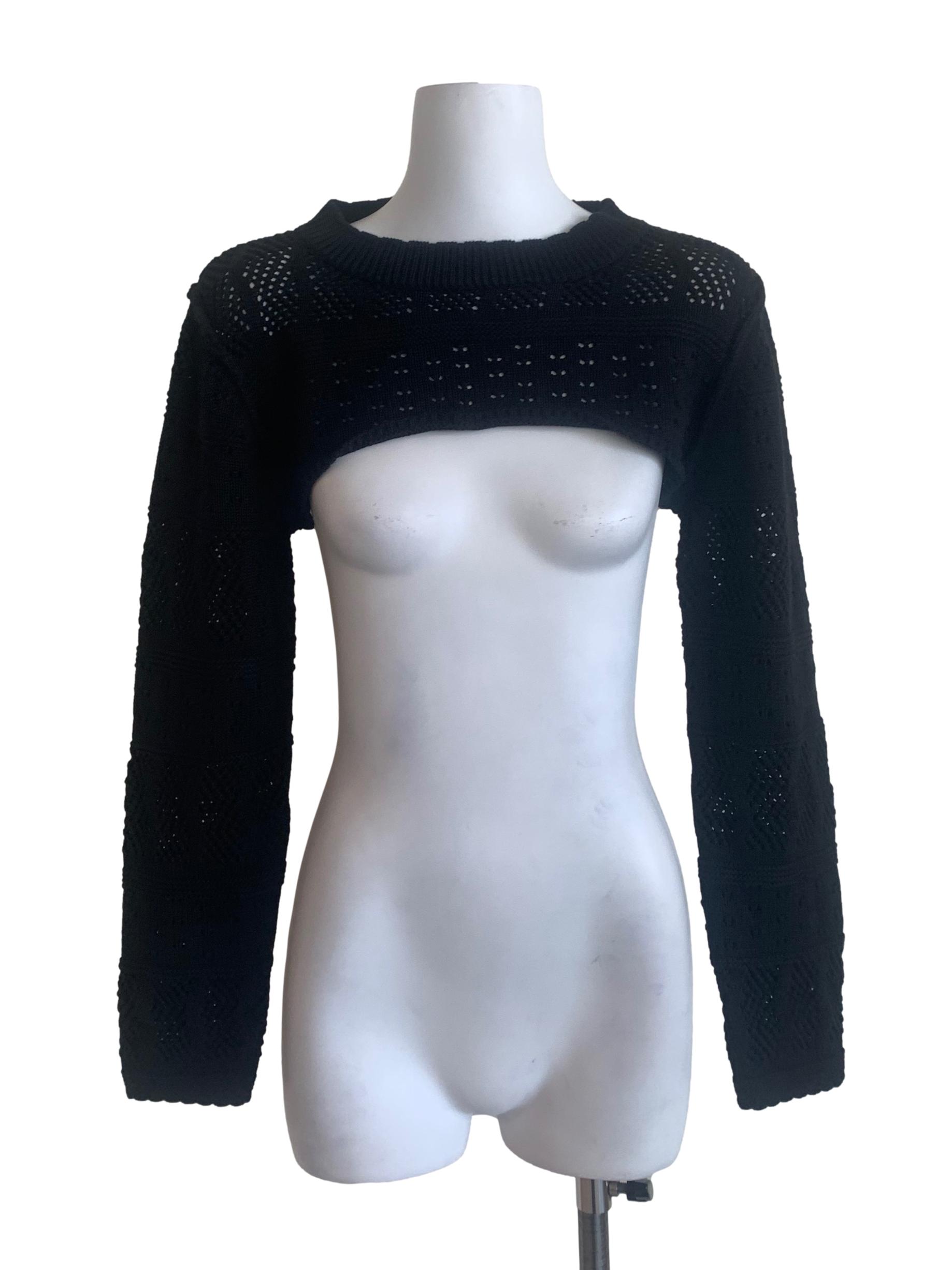 Midnight Black Knitted Cropped Bolero