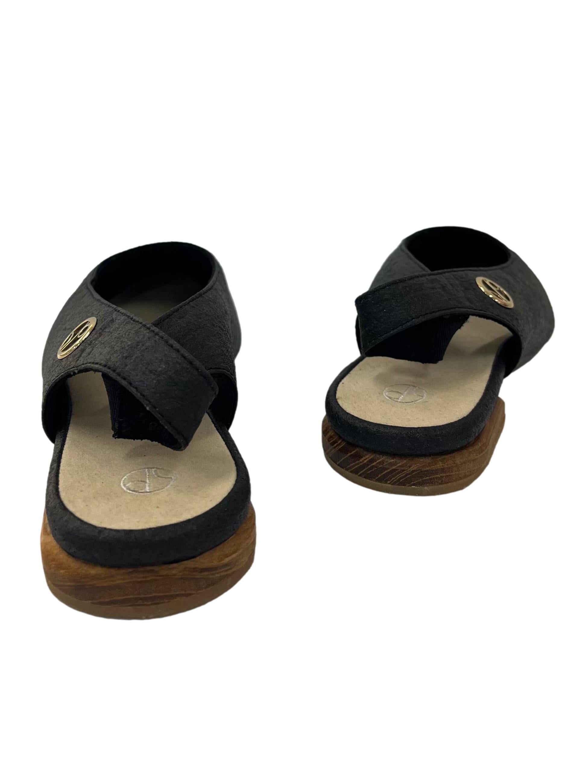 Charcoal Black Cannes Slingback Flat