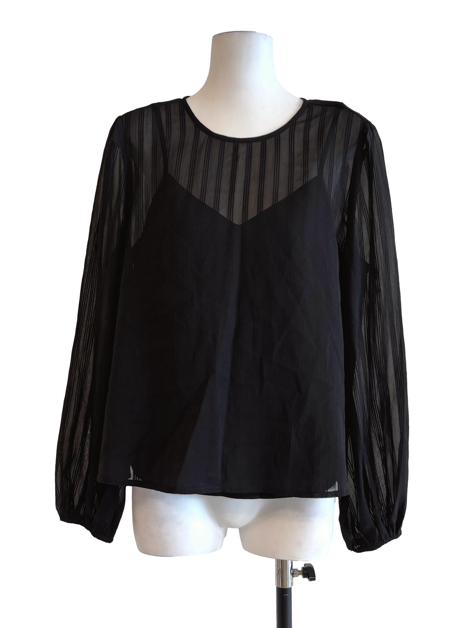 Jet Black Sheer Blouse LB