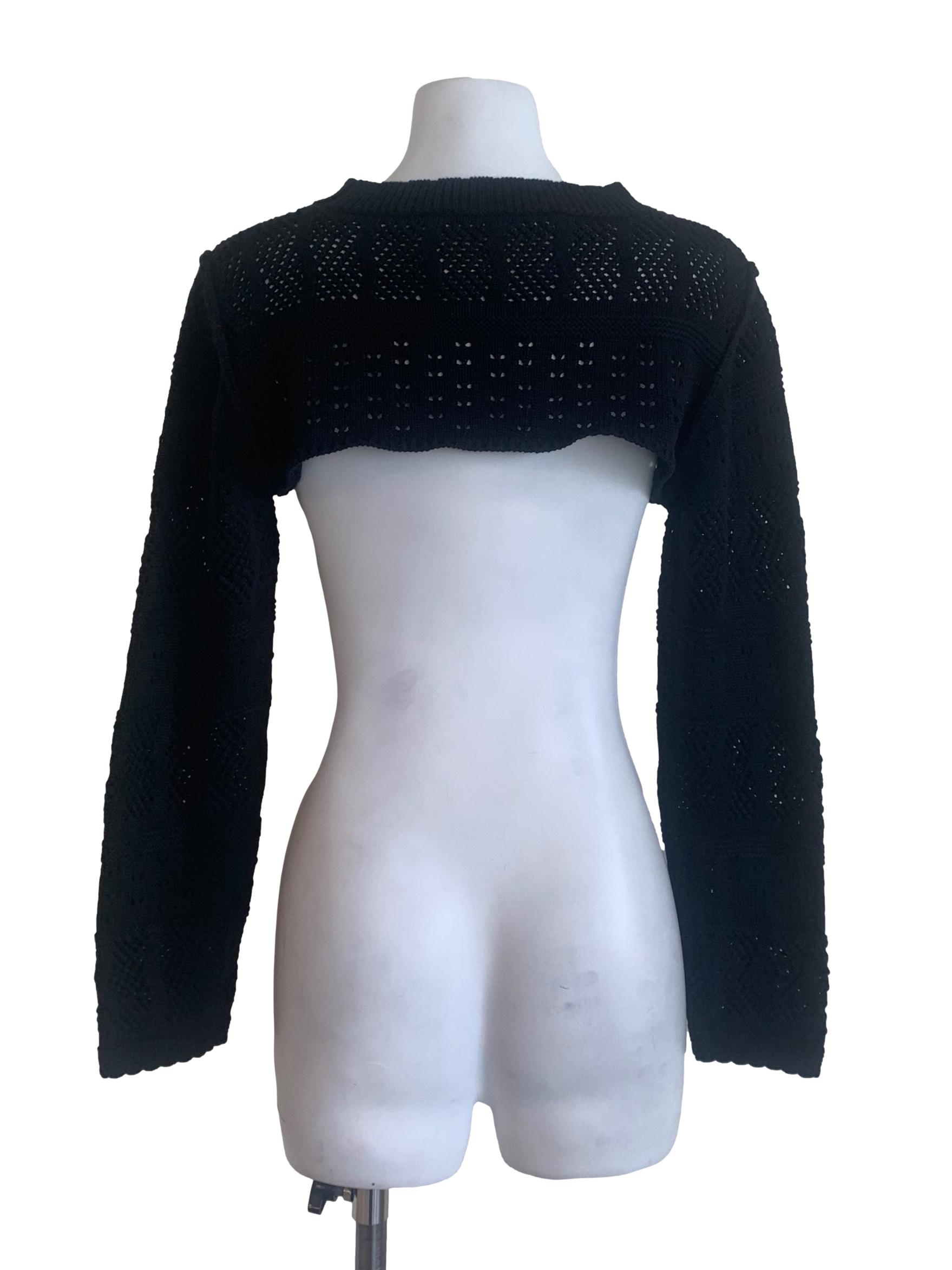 Midnight Black Knitted Cropped Bolero