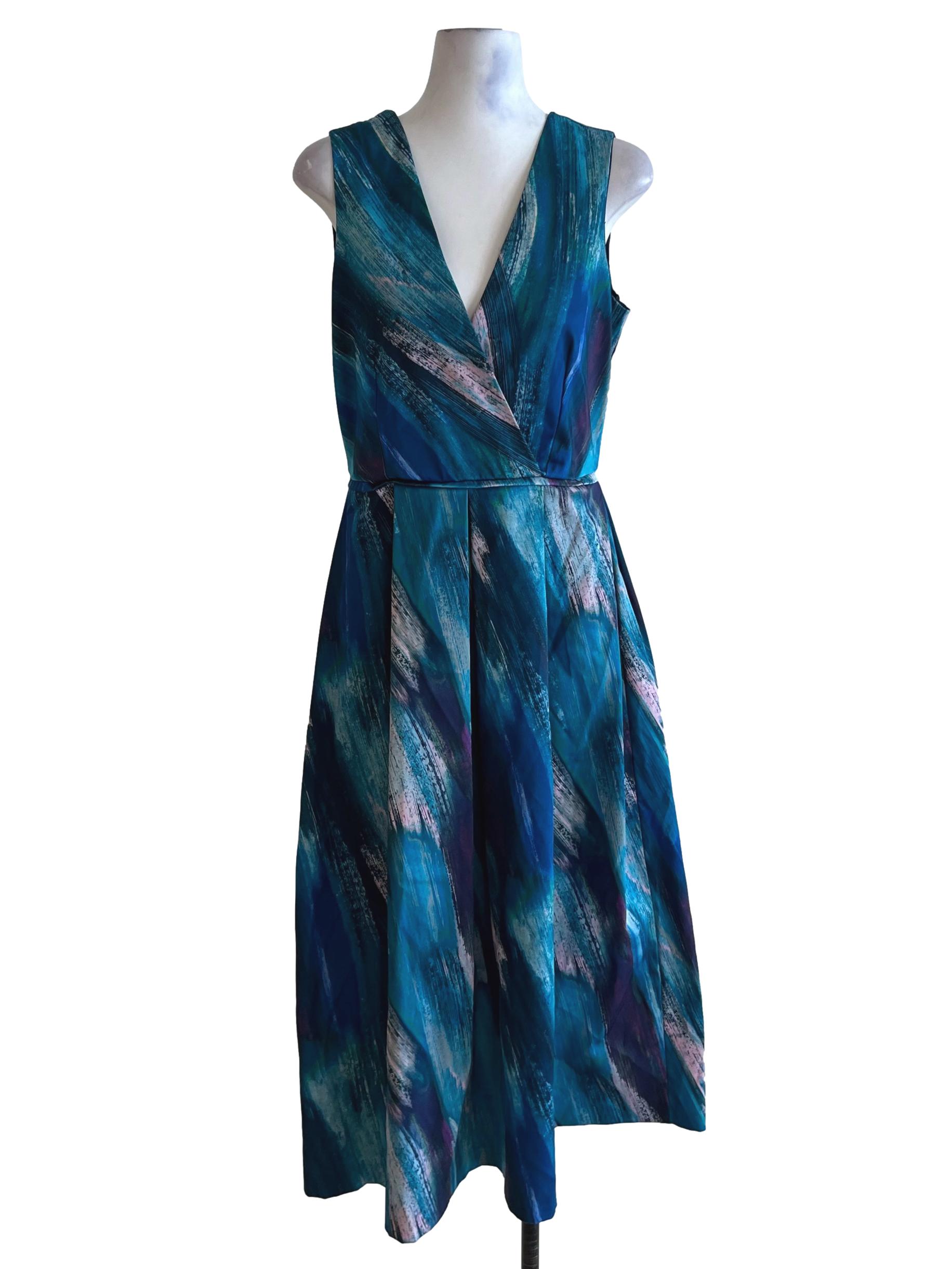 Blue Abstract A-Line Dress