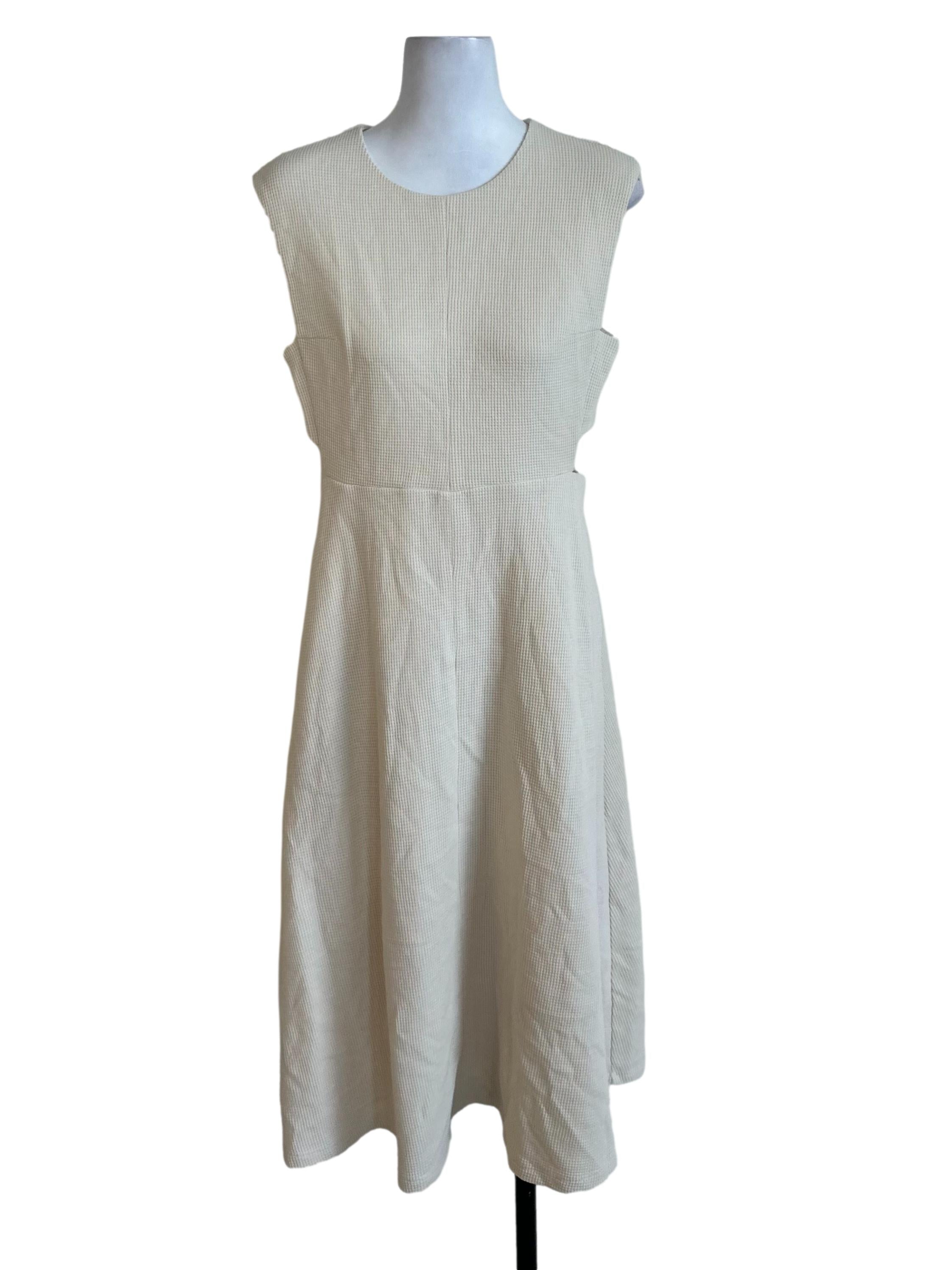 Cream White Textured Dress
