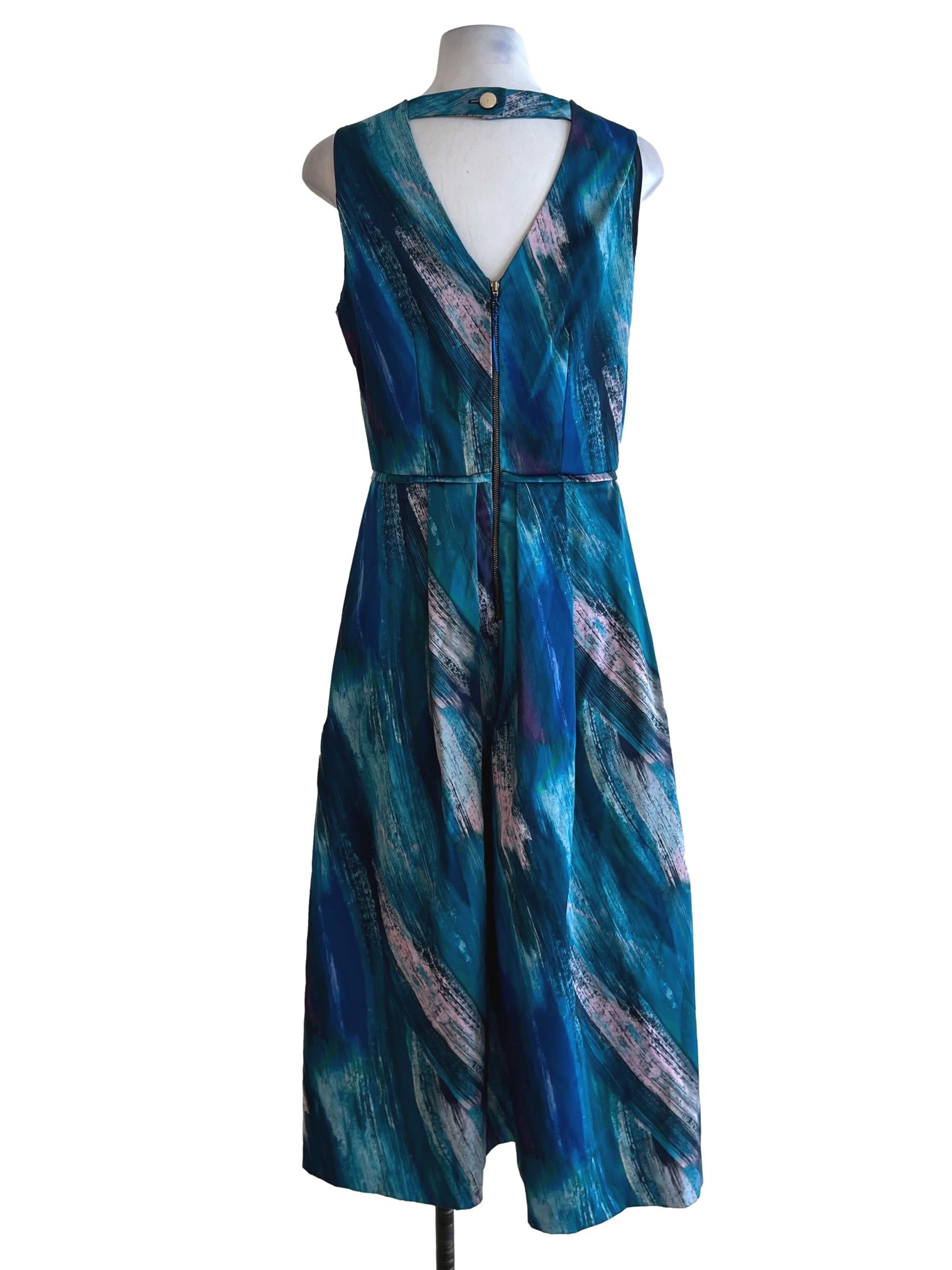 Blue Abstract A-Line Dress