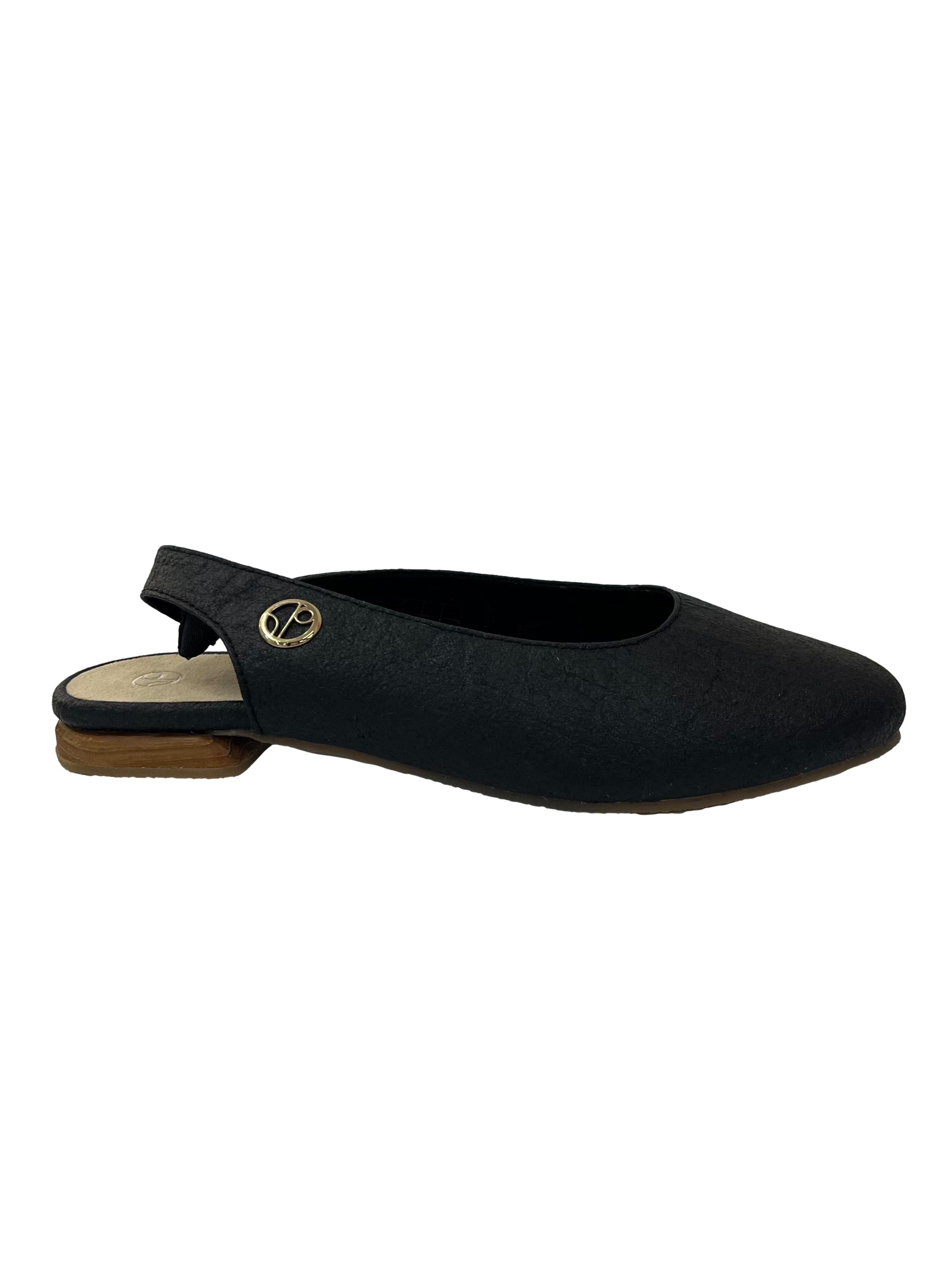 Charcoal Black Cannes Slingback Flat