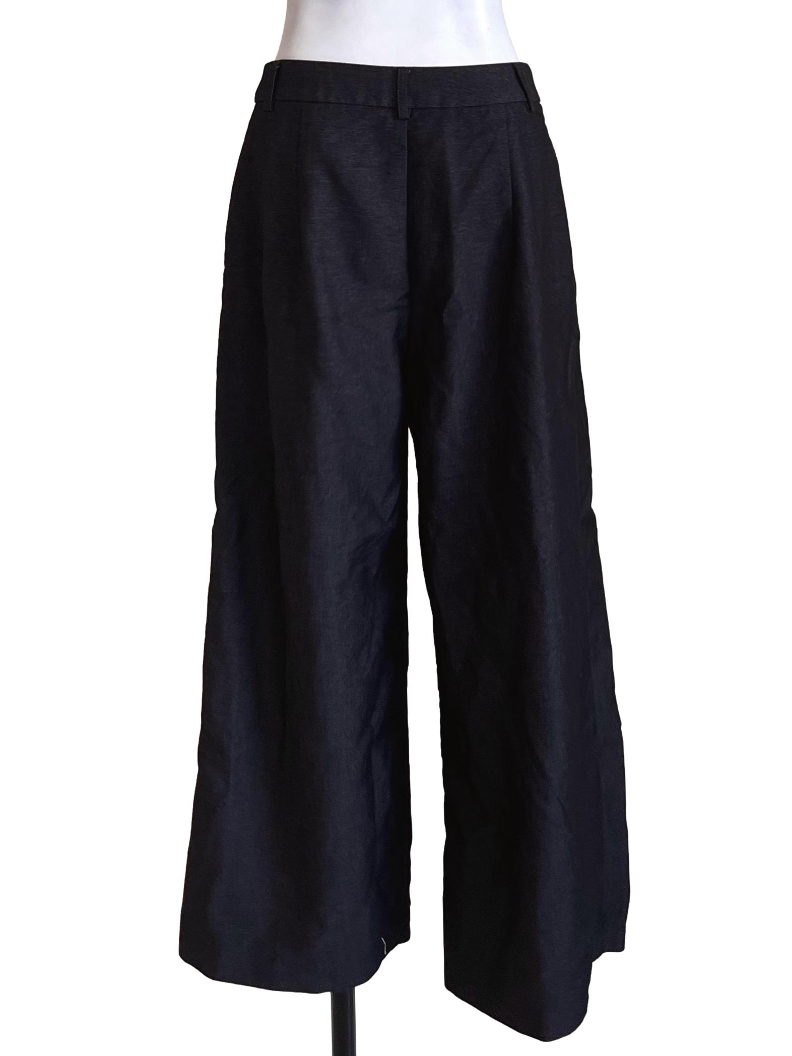Ink Black Wide Leg Pants