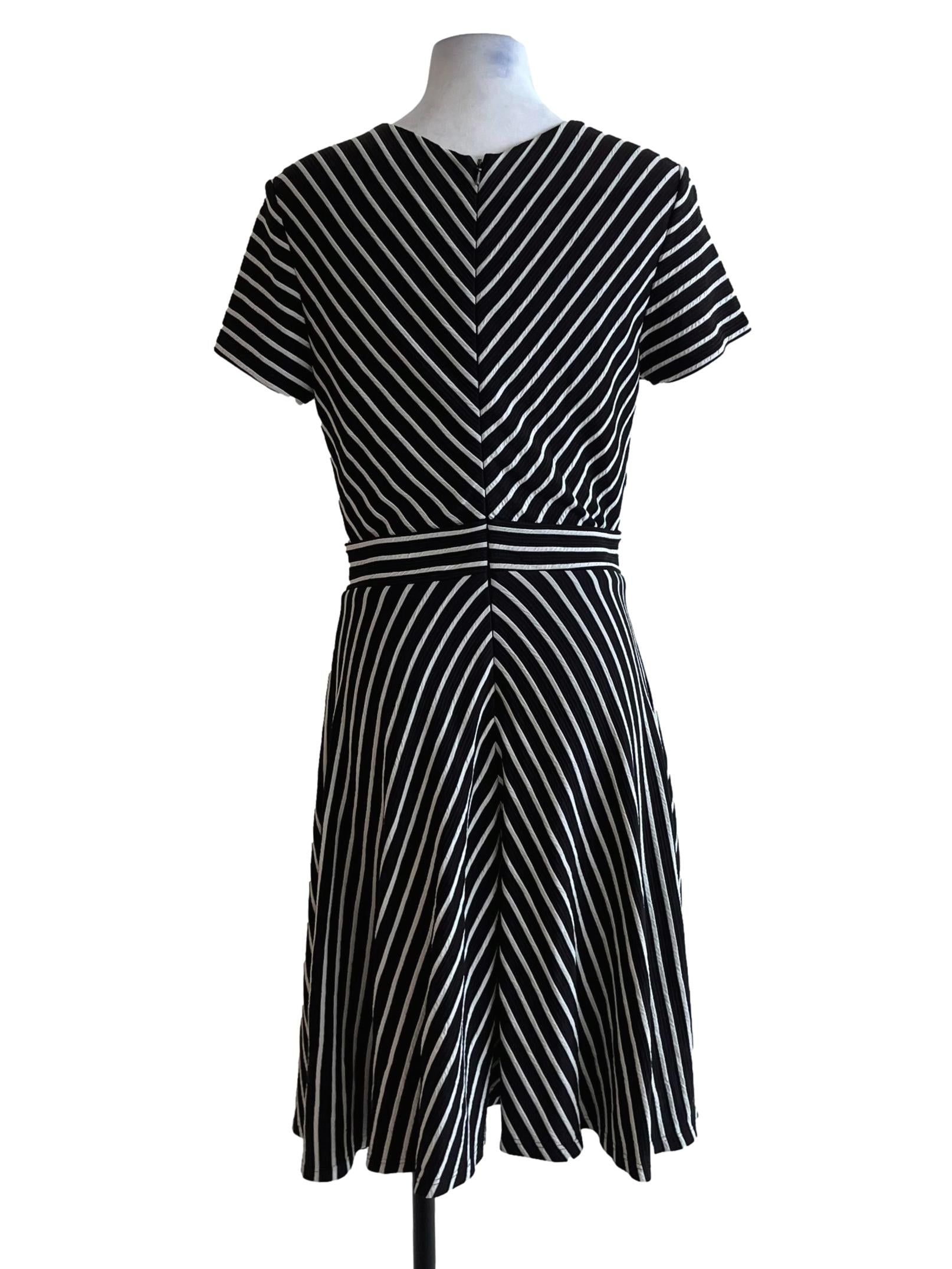 Black Awning Stripe Empire Dress
